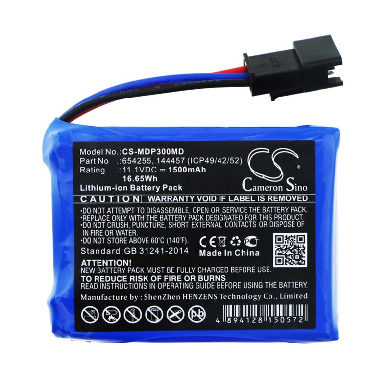 Li-ion Battery fits Medcaptain, Mp-30, Mp-60 11.1V, 1500mAh Medical Cameron Sino Technology Limited