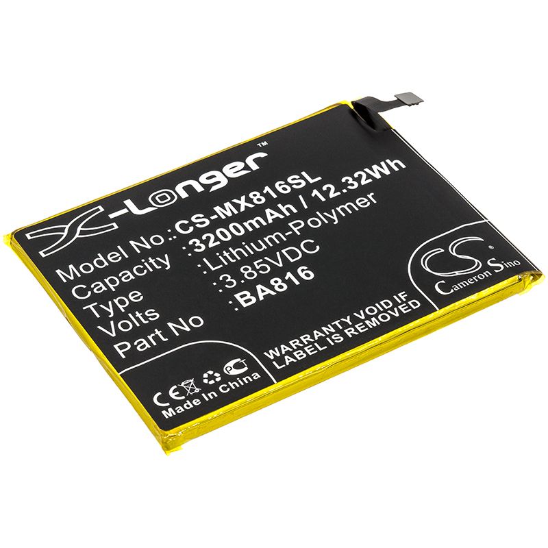Li-Polymer Battery fits Meizu, M816q, V8 3.85V, 3200mAh Mobile & SmartPhone Cameron Sino Technology Limited