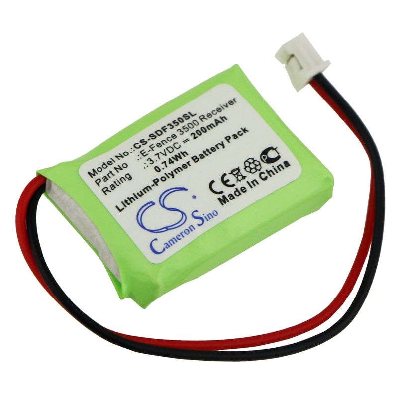 Li-Polymer Battery fits Dogtra, E-fence 3500 Receiver, Ys-300 Bark Collar, 3.7V, 200mAh Dog Collar Cameron Sino Technology Limited