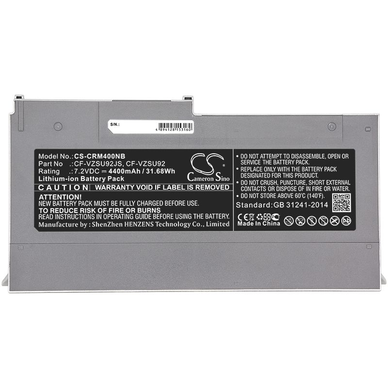 Li-ion Battery fits Panasonic, Cf-mx3, Cf-mx4 7.2V, 4400mAh Notebook & Laptop Cameron Sino Technology Limited