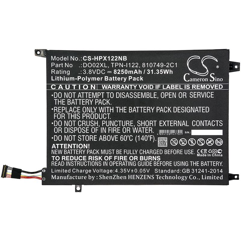 Li-Polymer Battery fits Hp, K2n76pa, K2n77pa 3.8V, 8250mAh Notebook & Laptop Cameron Sino Technology Limited