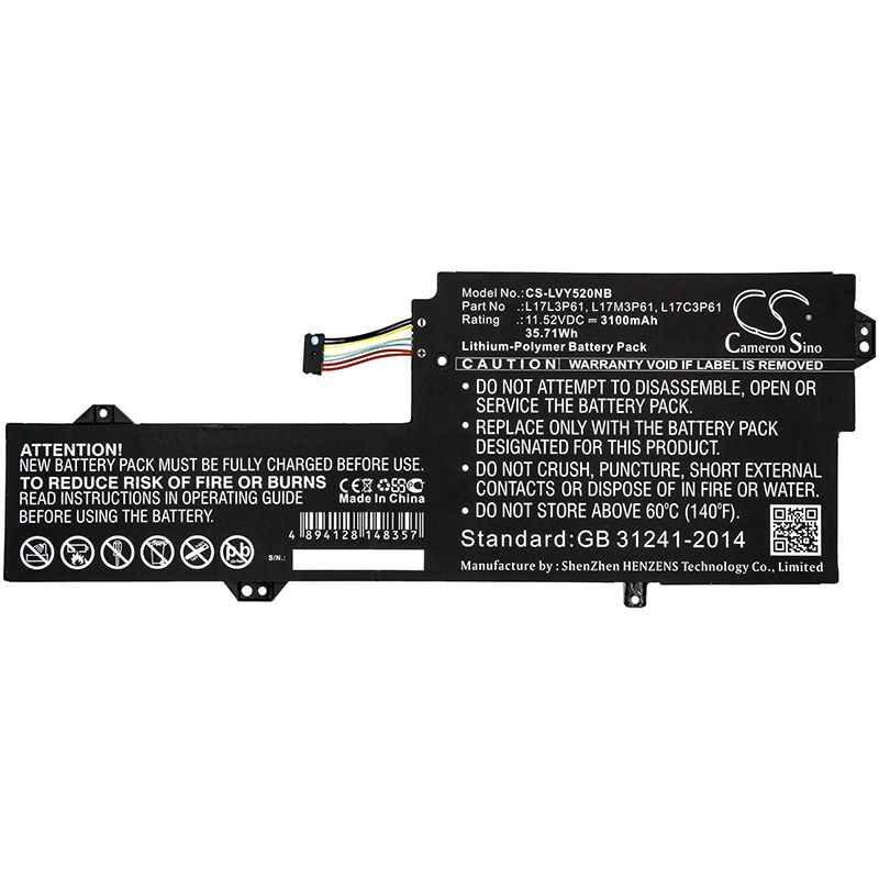 Li-Polymer Battery fits Lenovo, 7000-13, Chao7000-13 11.52V, 3100mAh Notebook & Laptop Cameron Sino Technology Limited