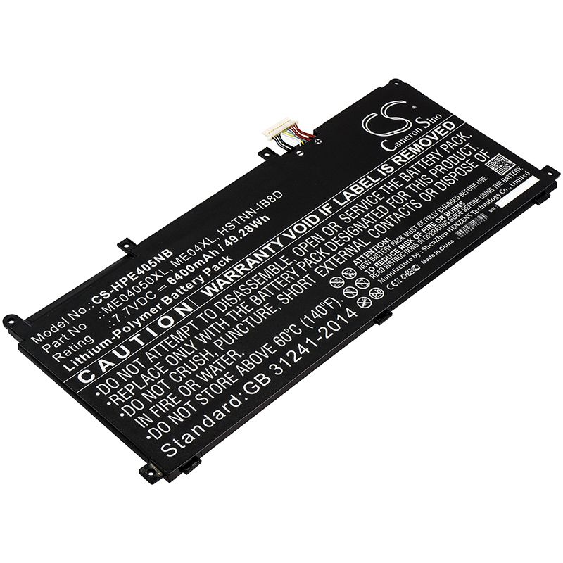 Li-Polymer Battery fits Hp, Elite X2 1013, Elite X2 1013 G3 7.7V, 6400mAh Notebook & Laptop Cameron Sino Technology Limited