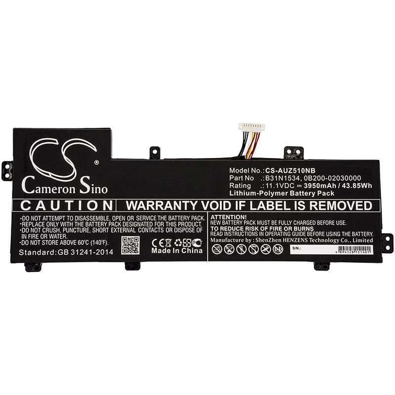 Li-Polymer Battery fits Asus, Ux510uw, Ux510uw1a 11.1V, 3950mAh Notebook & Laptop Cameron Sino Technology Limited