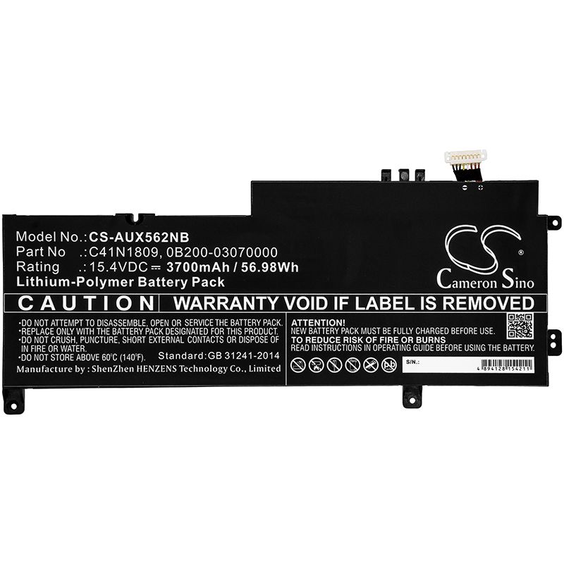 Li-Polymer Battery fits Asus, Ux562, Ux562fd 15.4V, 3700mAh Notebook & Laptop Cameron Sino Technology Limited