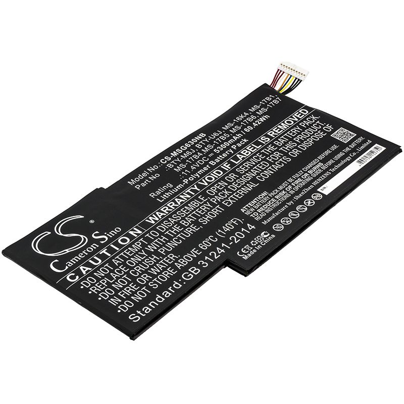 Li-Polymer Battery fits Msi, 0016k2-213, 0016k2-214 11.4V, 5300mAh Notebook & Laptop Cameron Sino Technology Limited
