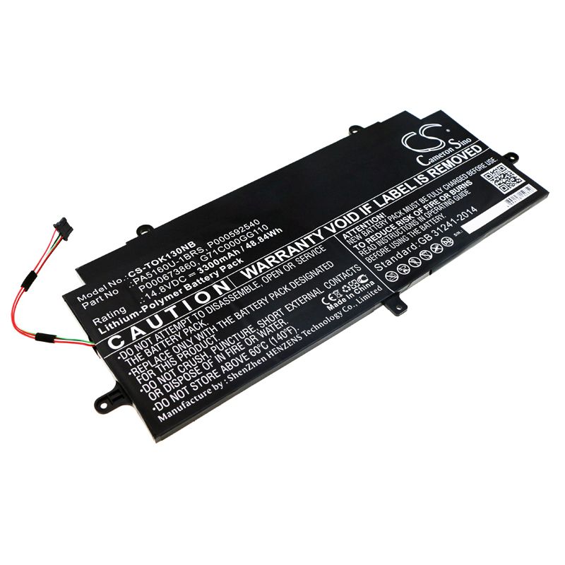 Li-Polymer Battery fits Toshiba, Kira 13 Kirabook, Kira-101 14.8V, 3300mAh Notebook & Laptop Cameron Sino Technology Limited