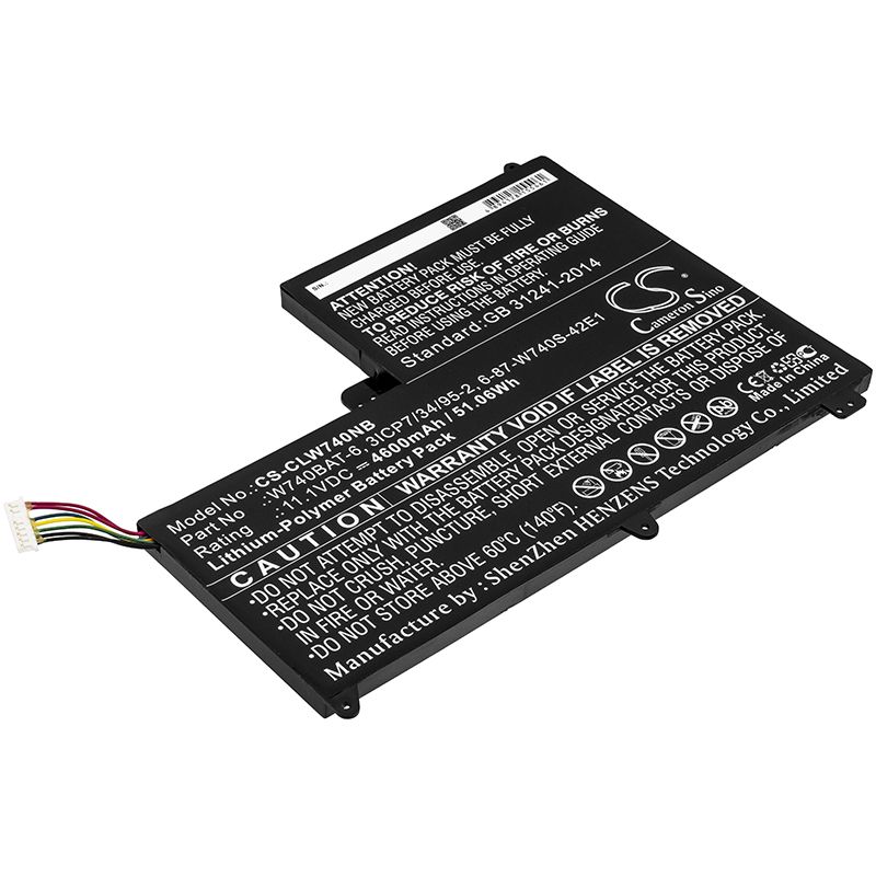 Li-Polymer Battery fits Clevo, S413, W740su 11.1V, 4600mAh Notebook & Laptop Cameron Sino Technology Limited
