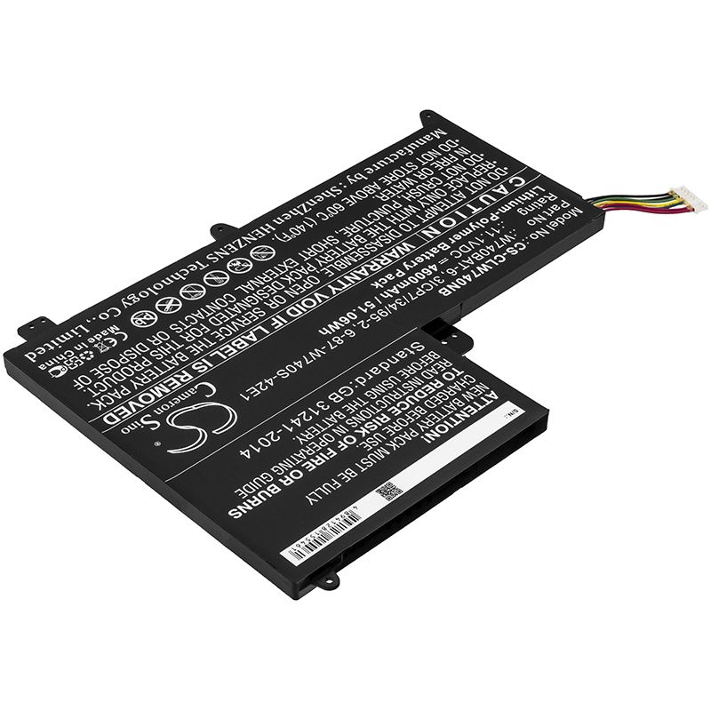Li-Polymer Battery fits Clevo, S413, W740su 11.1V, 4600mAh Notebook & Laptop Cameron Sino Technology Limited