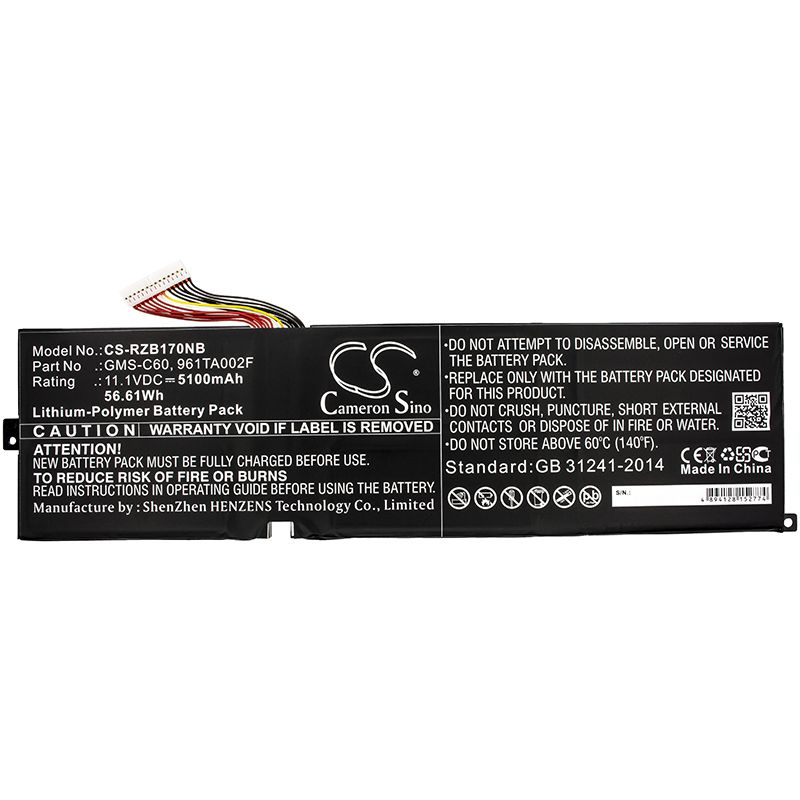 Li-Polymer Battery fits Razer, Blade 17.3 Rz09-0071, Blade Pro 17 2012 11.1V, 5100mAh Notebook & Laptop Cameron Sino Technology Limited