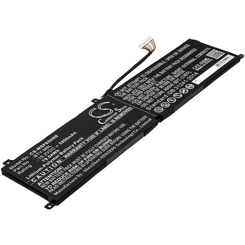 Li-Polymer Battery fits Msi, Gs65, Gs65 Stealth Thin 15.2V, 5200mAh Notebook & Laptop Cameron Sino Technology Limited