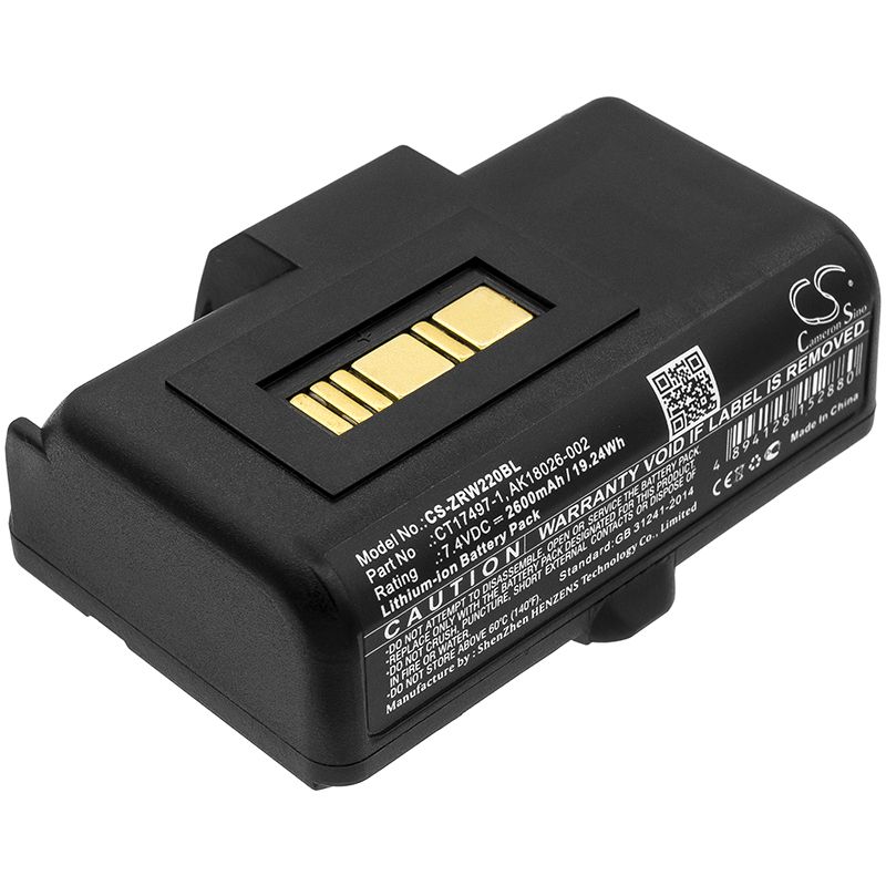 Li-ion Battery fits Zebra, Rw220, Rw320 7.4V, 2600mAh Portable Printer Cameron Sino Technology Limited