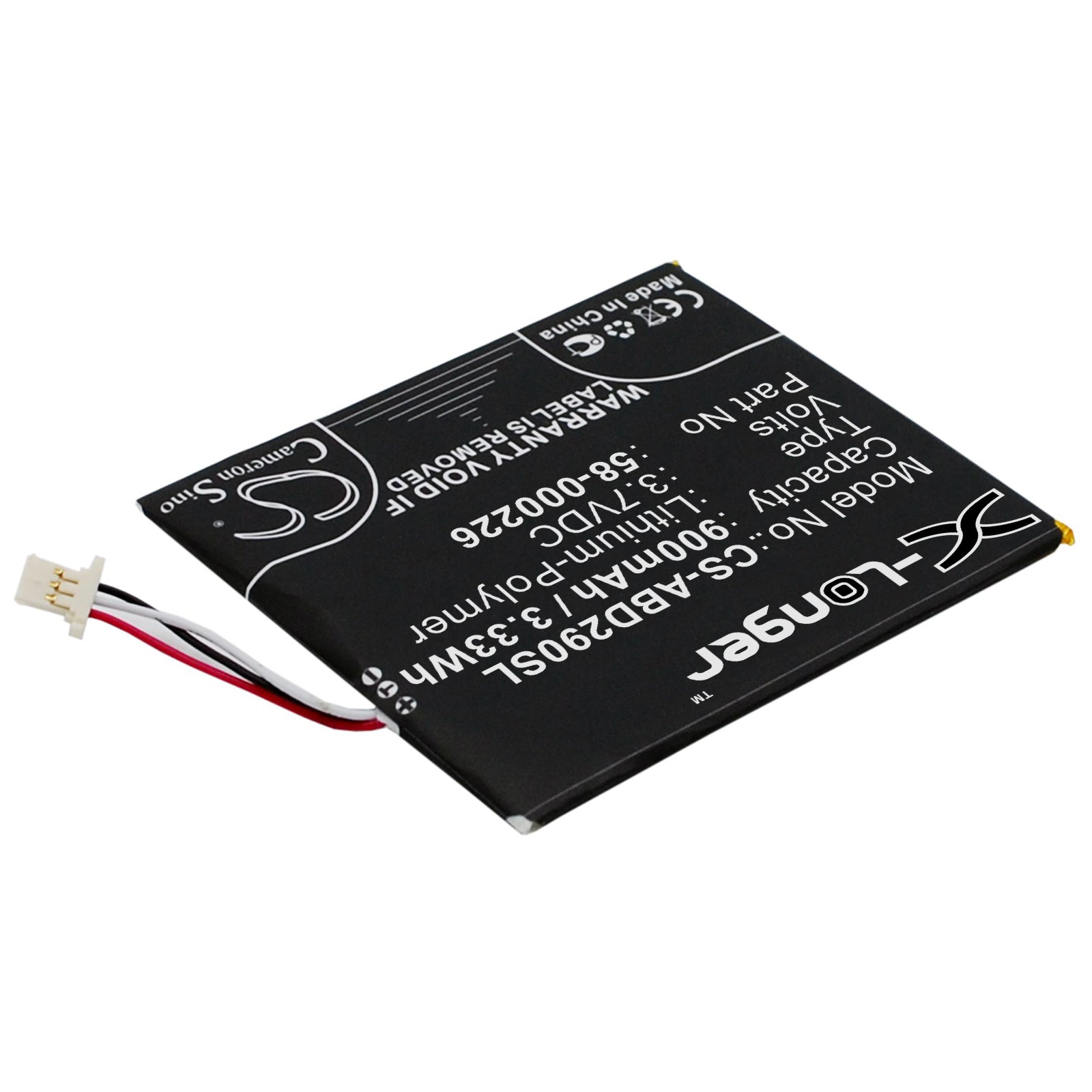 Li-Polymer Battery fits Amazon, 26s1019, 58-000226 3.7V, 900mAh E-book & E-reader Cameron Sino Technology Limited
