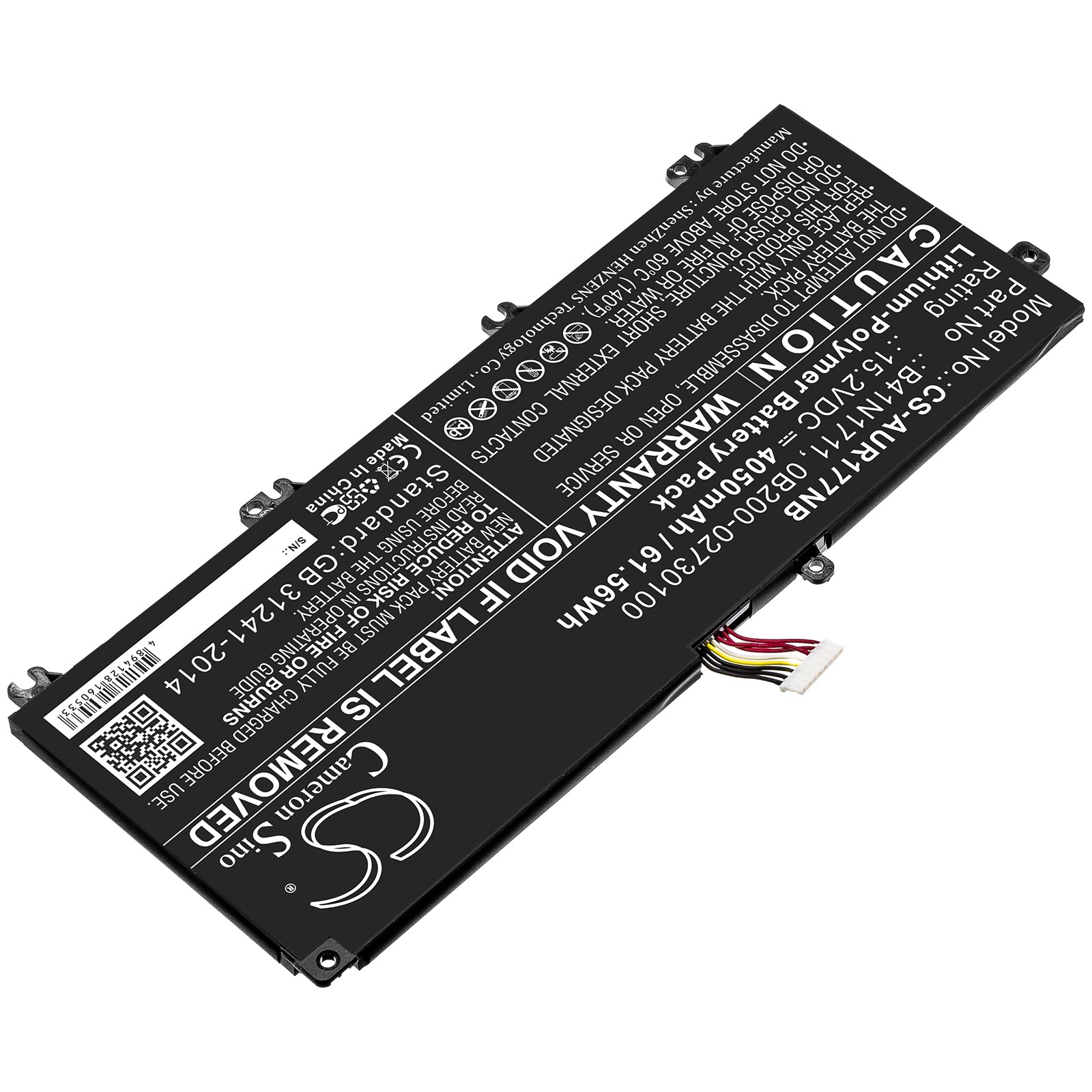 Li-Polymer Battery fits Asus, 0b200-02730100, B41n1711 15.2V, 4050mAh Notebook & Laptop Cameron Sino Technology Limited