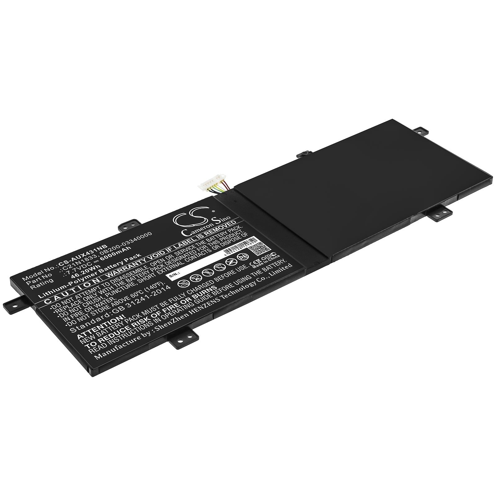 Li-Polymer Battery fits Asus, 0b200-03340000, C21n1833 7.7V, 6000mAh Notebook & Laptop Cameron Sino Technology Limited