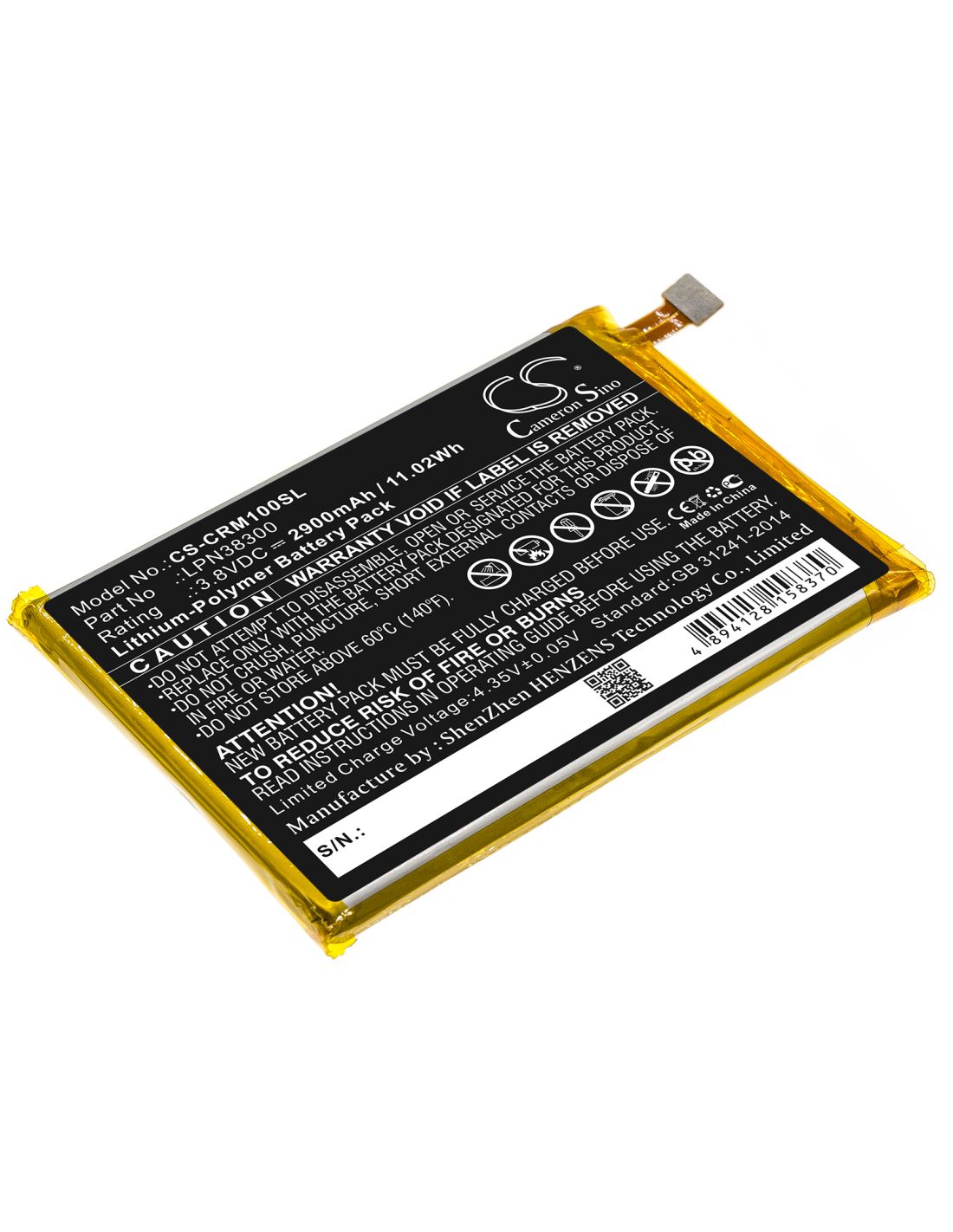 Li-Polymer Battery fits Crosscall, Lpn38300 3.8V, 2900mAh Mobile & SmartPhone Cameron Sino Technology Limited