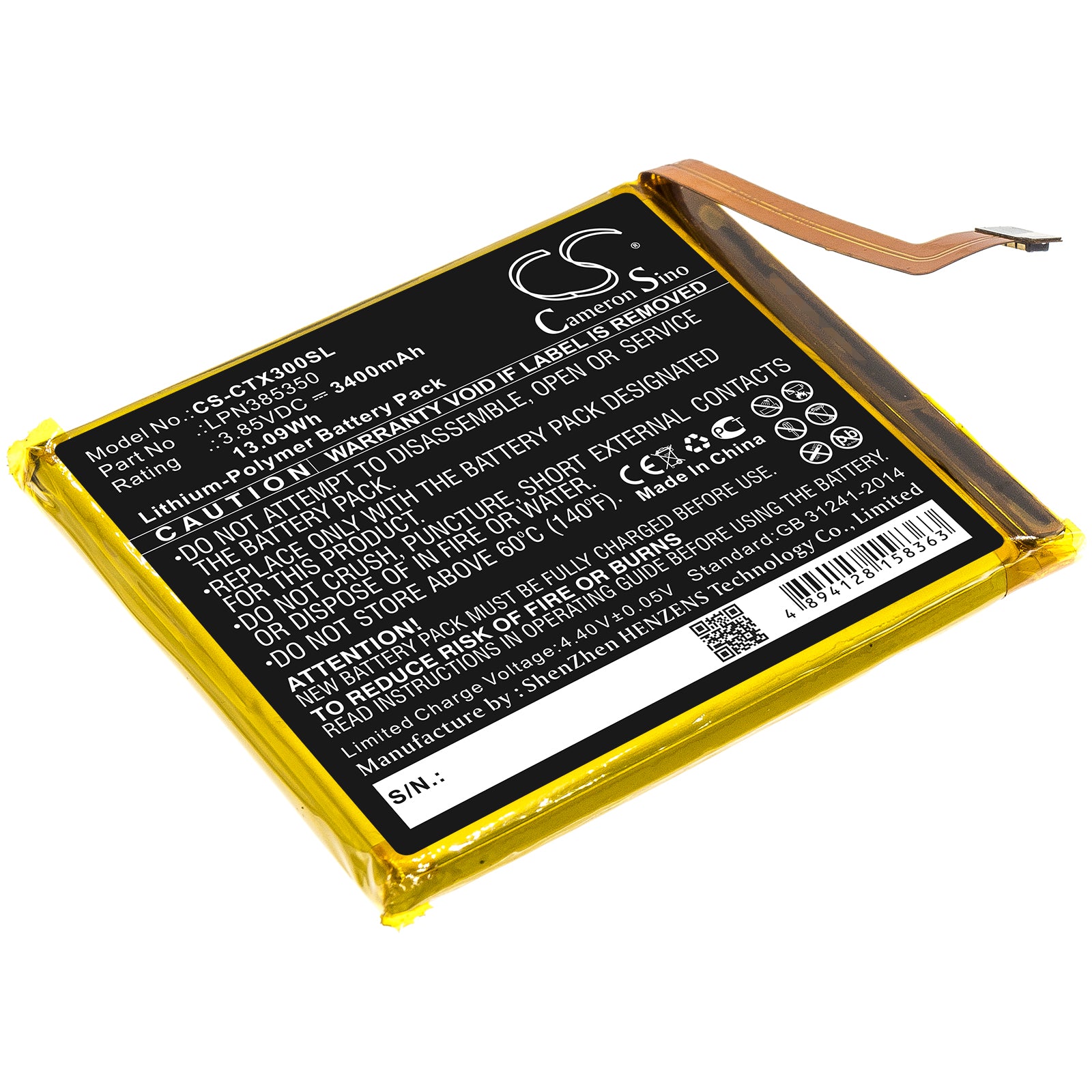 Li-Polymer Battery fits Crosscall, Lpn385350 3.85V, 3400mAh Mobile & SmartPhone Cameron Sino Technology Limited