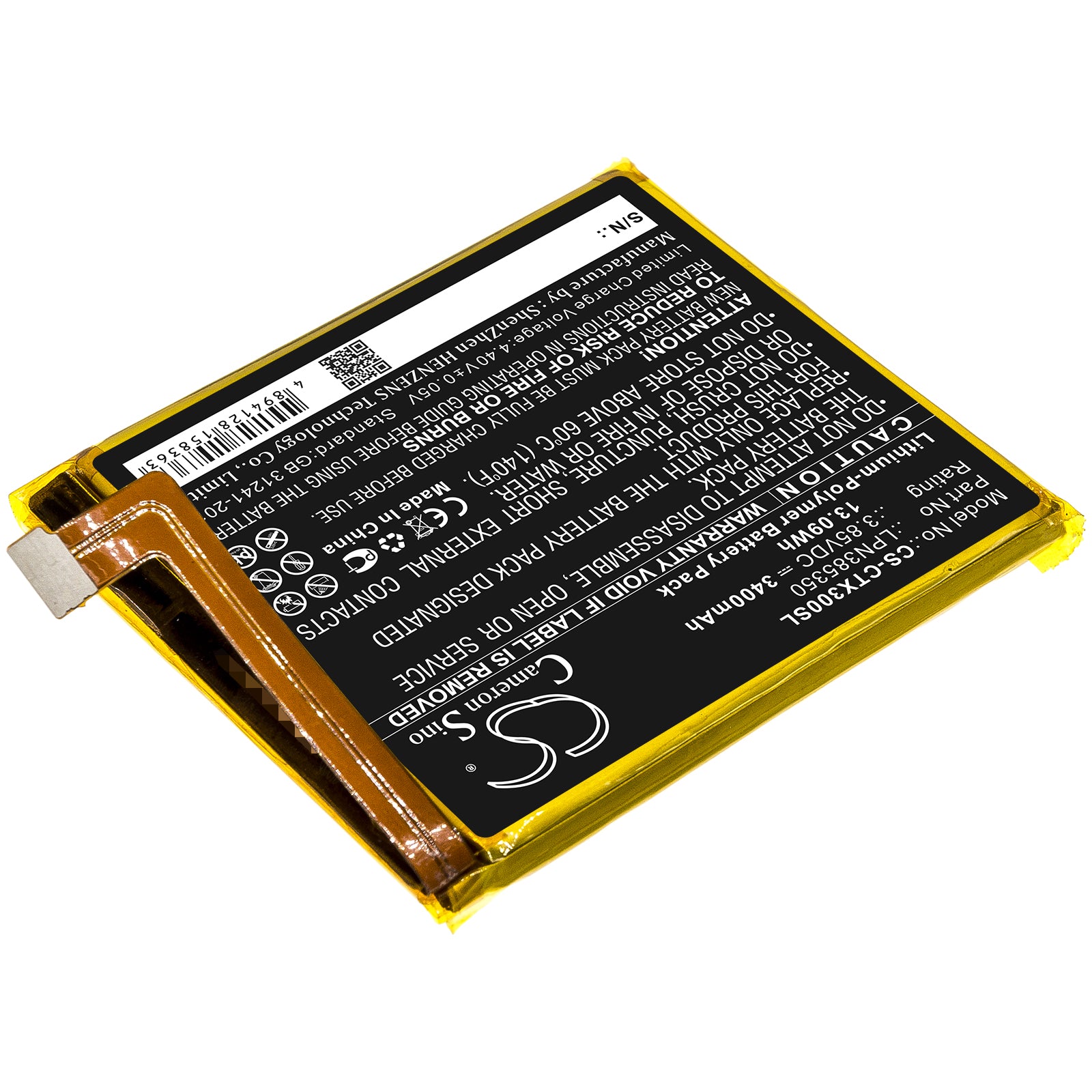 Li-Polymer Battery fits Crosscall, Lpn385350 3.85V, 3400mAh Mobile & SmartPhone Cameron Sino Technology Limited