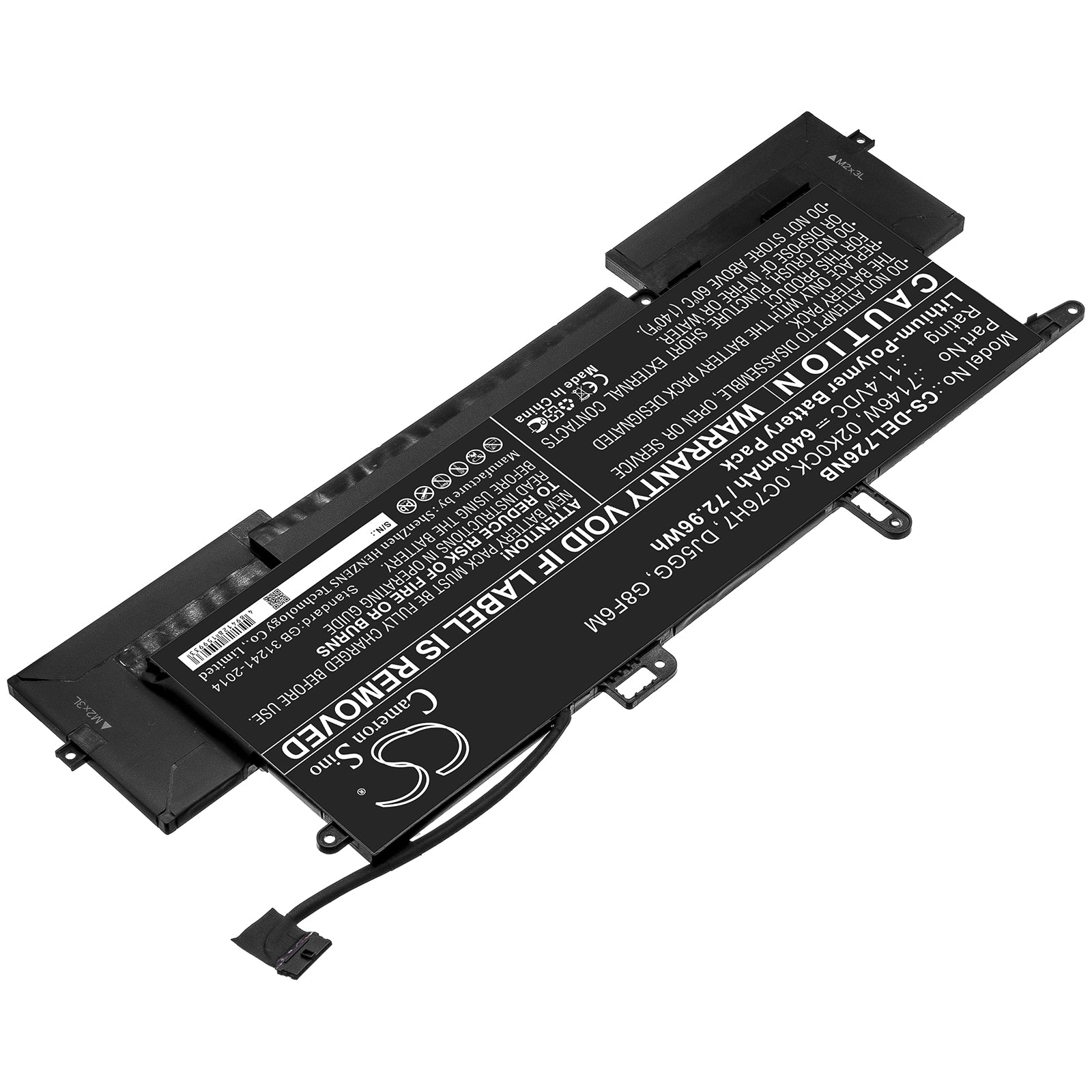 Li-Polymer Battery fits Dell, 02k0ck, 0c76h7, 7146w, Dj5gg, G8f6m 11.4V, 6400mAh Notebook & Laptop Cameron Sino Technology Limited