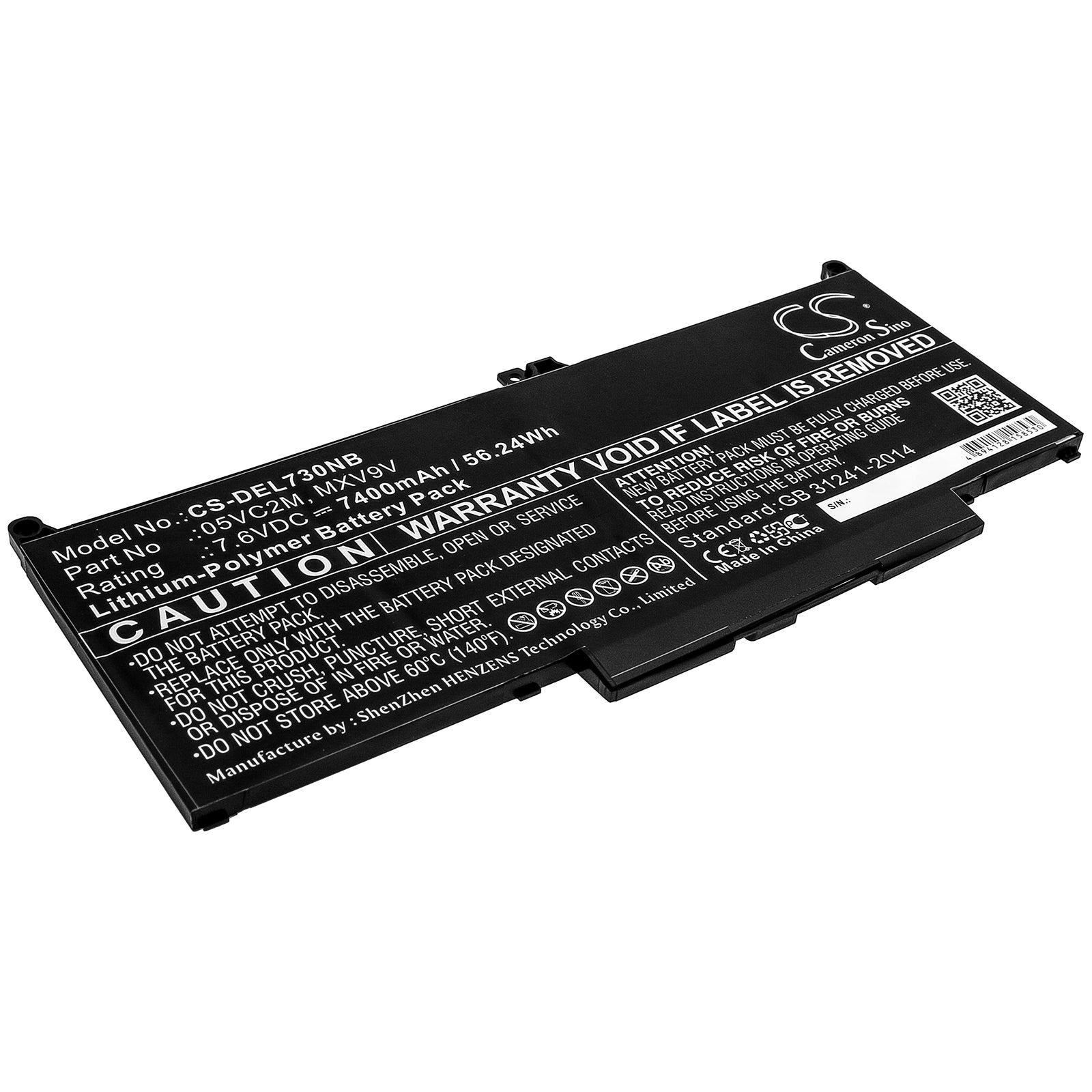 Li-Polymer Battery fits Dell, 05vc2m, Mxv9v 7.6V, 7400mAh Notebook & Laptop Cameron Sino Technology Limited