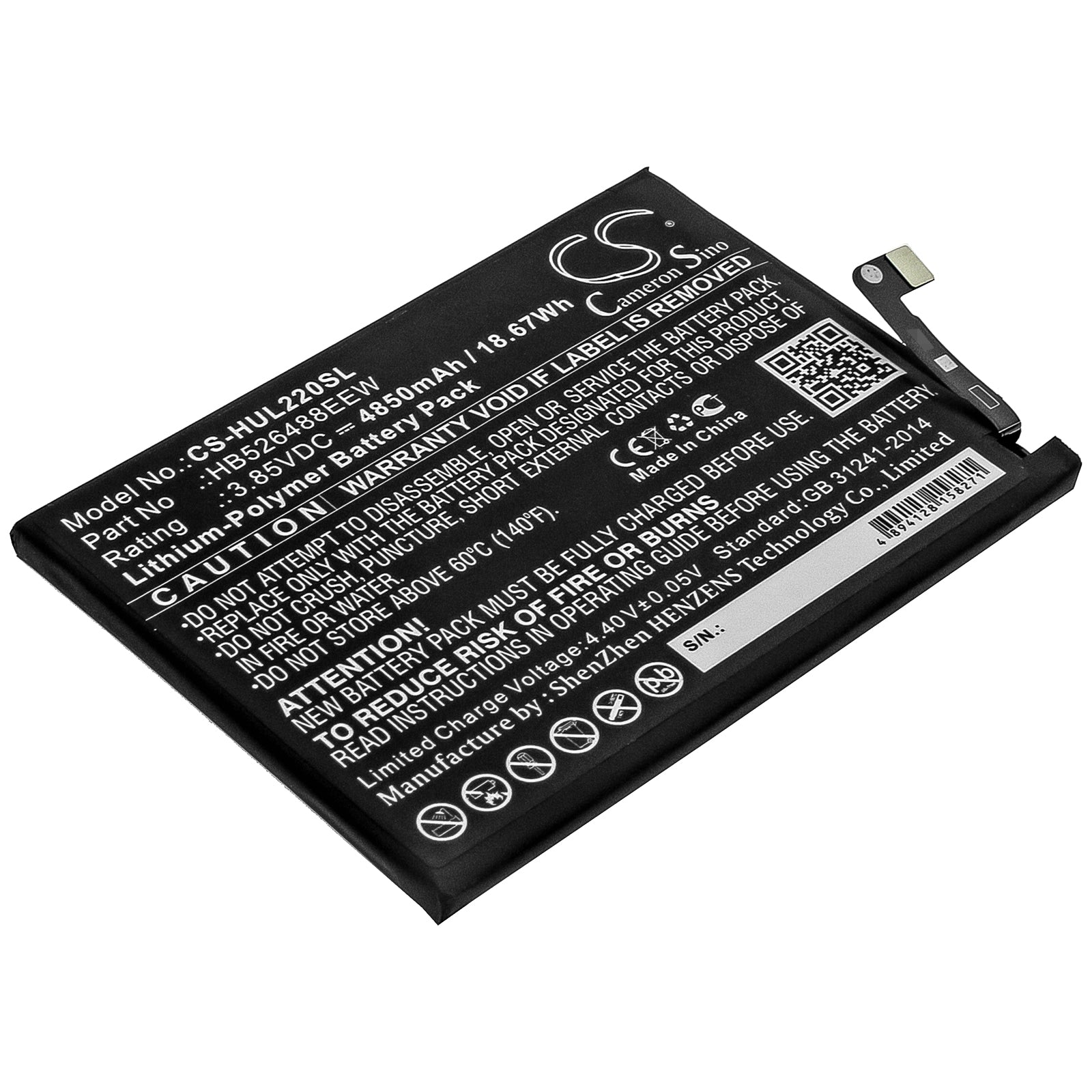 Li-Polymer Battery fits Huawei, Hb526488eew 3.85V, 4850mAh Mobile & SmartPhone Cameron Sino Technology Limited