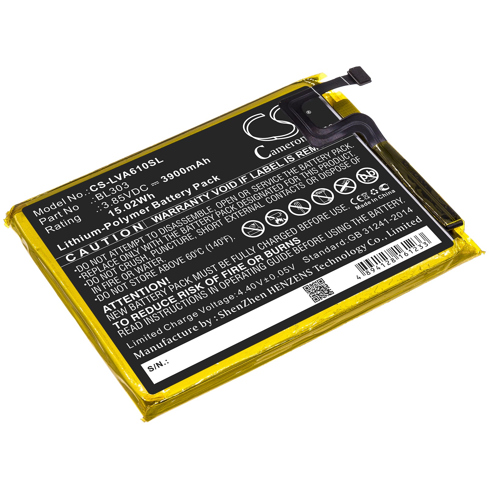 Li-Polymer Battery fits Lenovo, Bl303 3.85V, 3900mAh Mobile & SmartPhone Cameron Sino Technology Limited