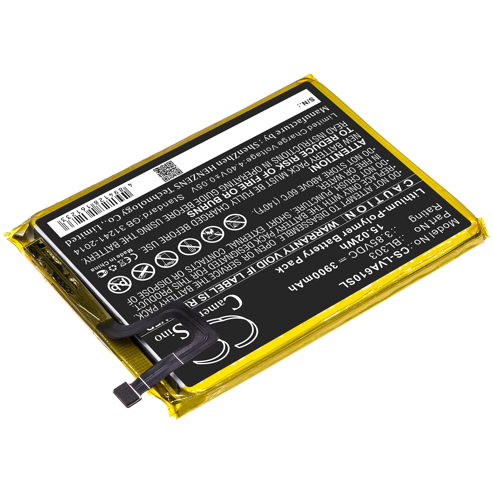 Li-Polymer Battery fits Lenovo, Bl303 3.85V, 3900mAh Mobile & SmartPhone Cameron Sino Technology Limited