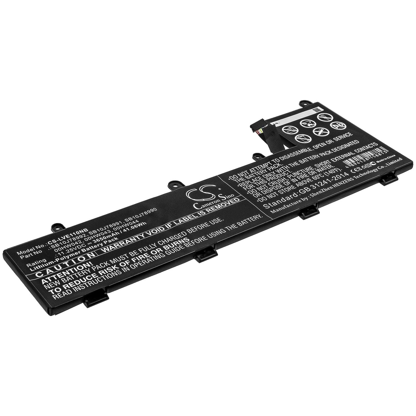 Li-Polymer Battery fits Lenovo, 00hw042, 00hw043, 00hw044, Sb10j78990, Sb10j78991, Sb10j78992 11.25V, 3650mAh Notebook & Laptop Cameron Sino Technology Limited