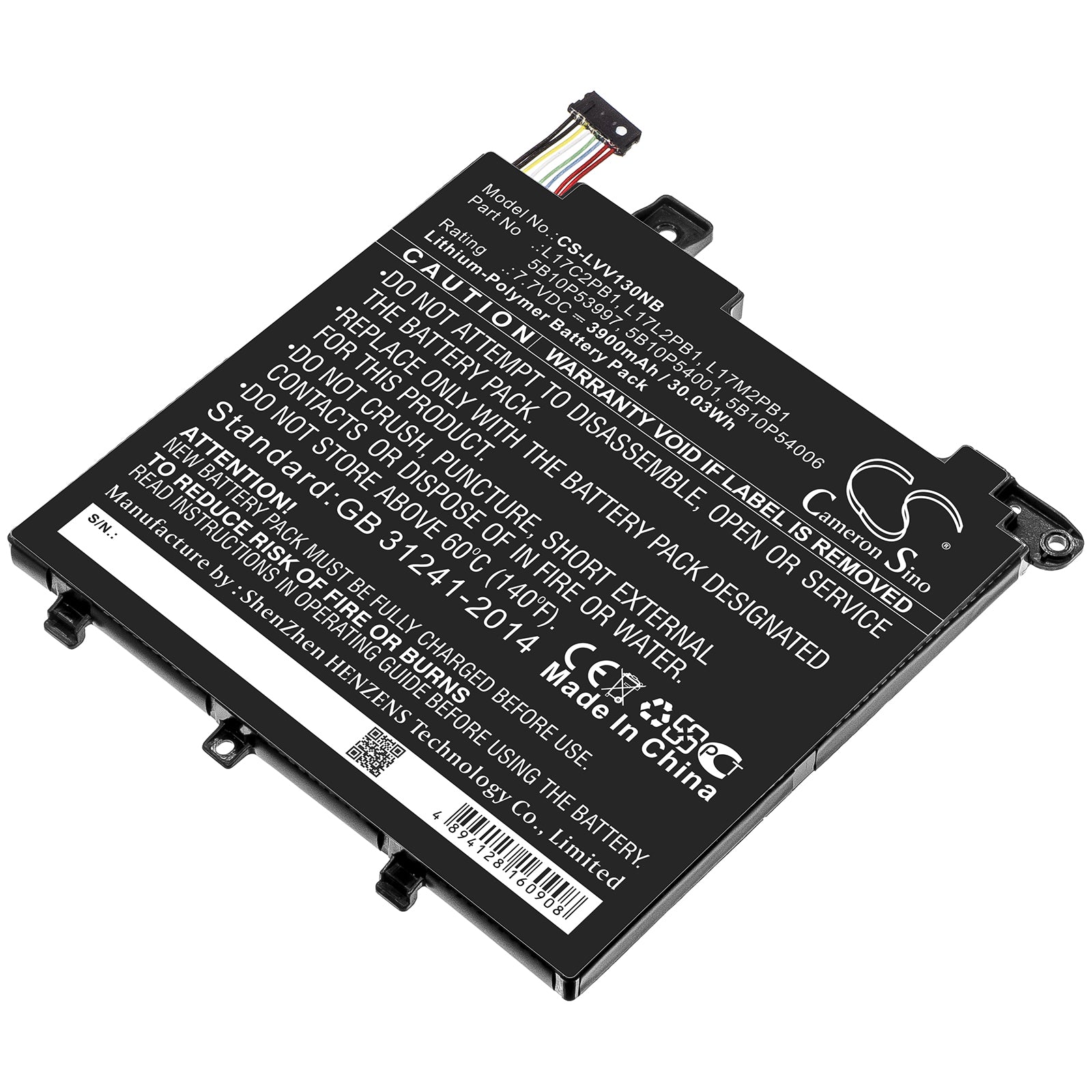 Li-Polymer Battery fits Lenovo, 5b10p53997, 5b10p54001, 5b10p54006, 5b10w67379, 5b10w67422, L17c2pb1, L17l2pb1, L17m2pb1, L17m2p Notebook & Laptop Cameron Sino Technology Limited