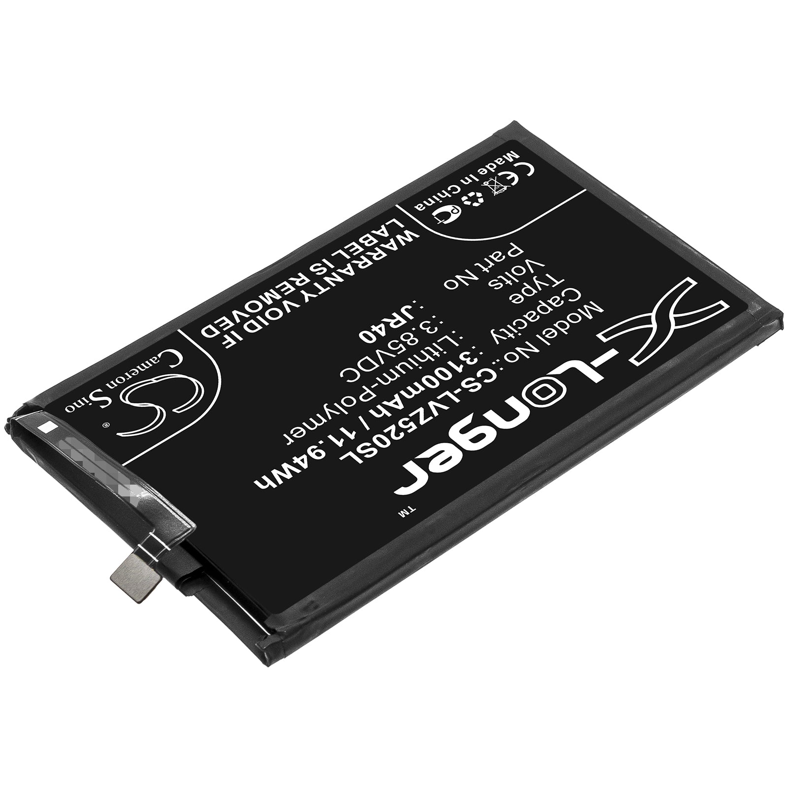 Li-Polymer Battery fits Lenovo, Jr40 3.85V, 3100mAh Mobile & SmartPhone Cameron Sino Technology Limited