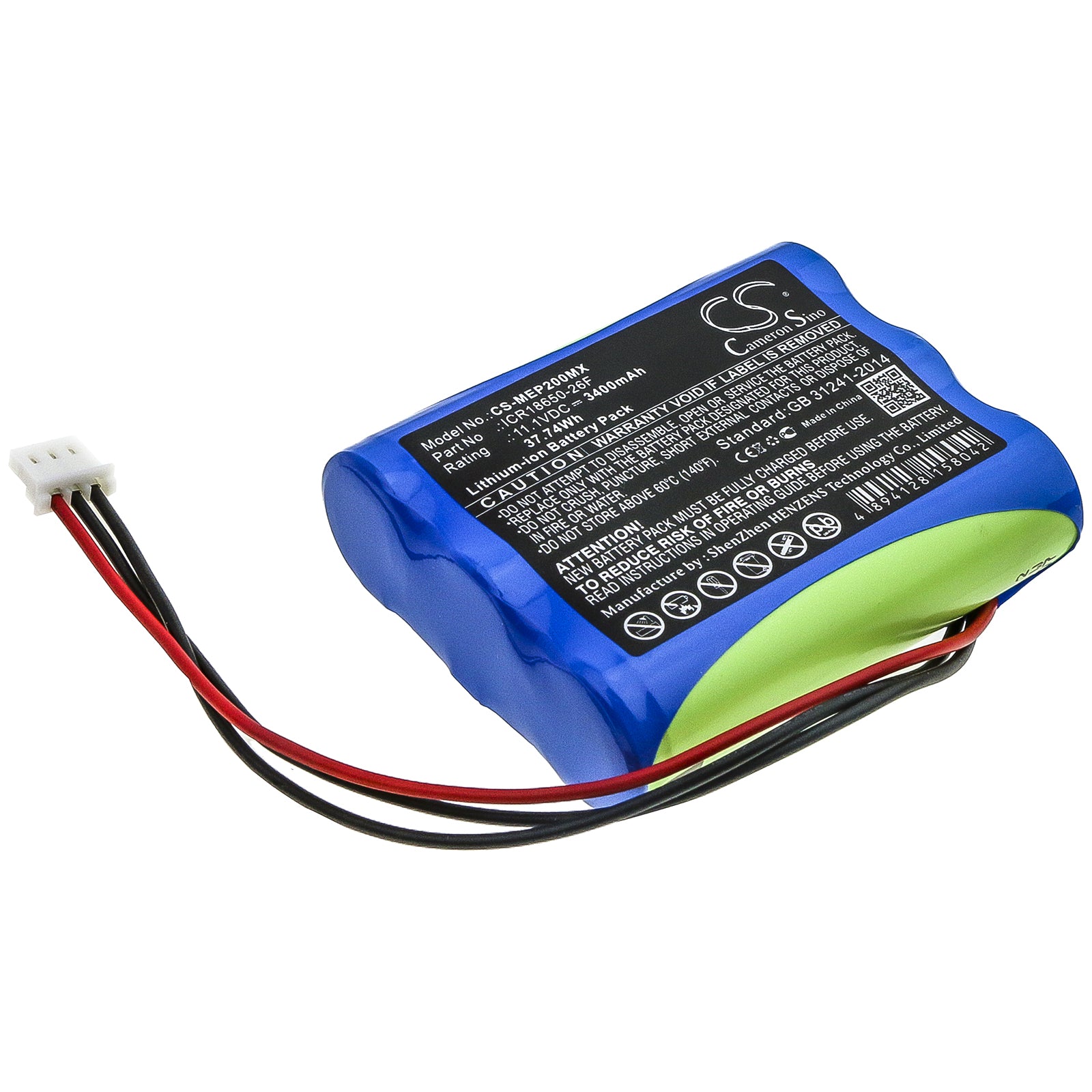 Li-ion Battery fits Medical Econet, Icr18650-26f 11.1V, 3400mAh Medical Cameron Sino Technology Limited