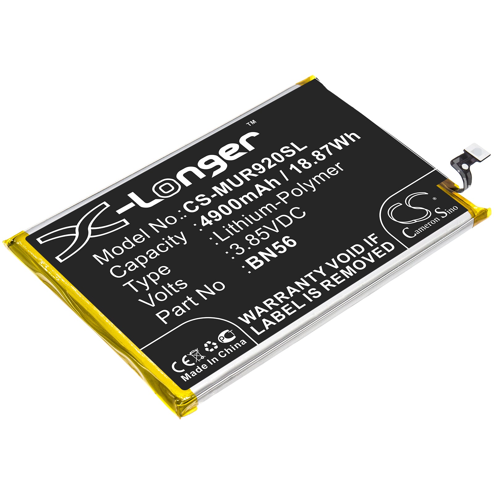 Li-Polymer Battery fits Redmi, Bn56 3.85V, 4900mAh Mobile & SmartPhone Cameron Sino Technology Limited