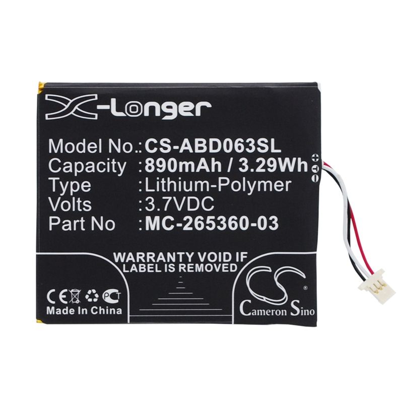 Li-polymer Battery Fits Amazon, Kindle 499, Kindle 558, Kindle 7 3.7v, 890mah E-book & E-reader Cameron Sino Technology Limited