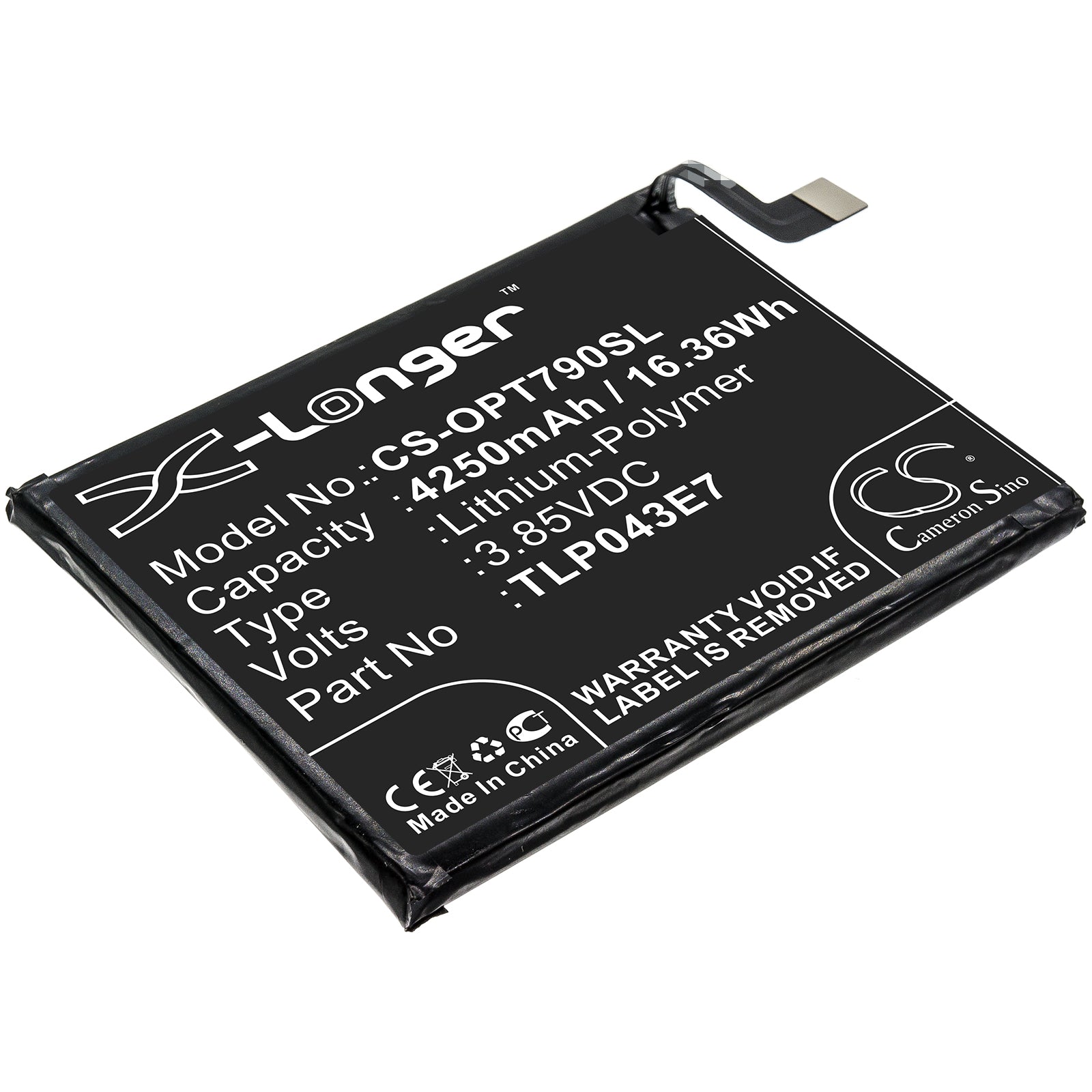 Li-Polymer Battery fits Alcatel, Tlp043e7, T-mobile, Tlp043e7 3.85V, 4250mAh Mobile & SmartPhone Cameron Sino Technology Limited