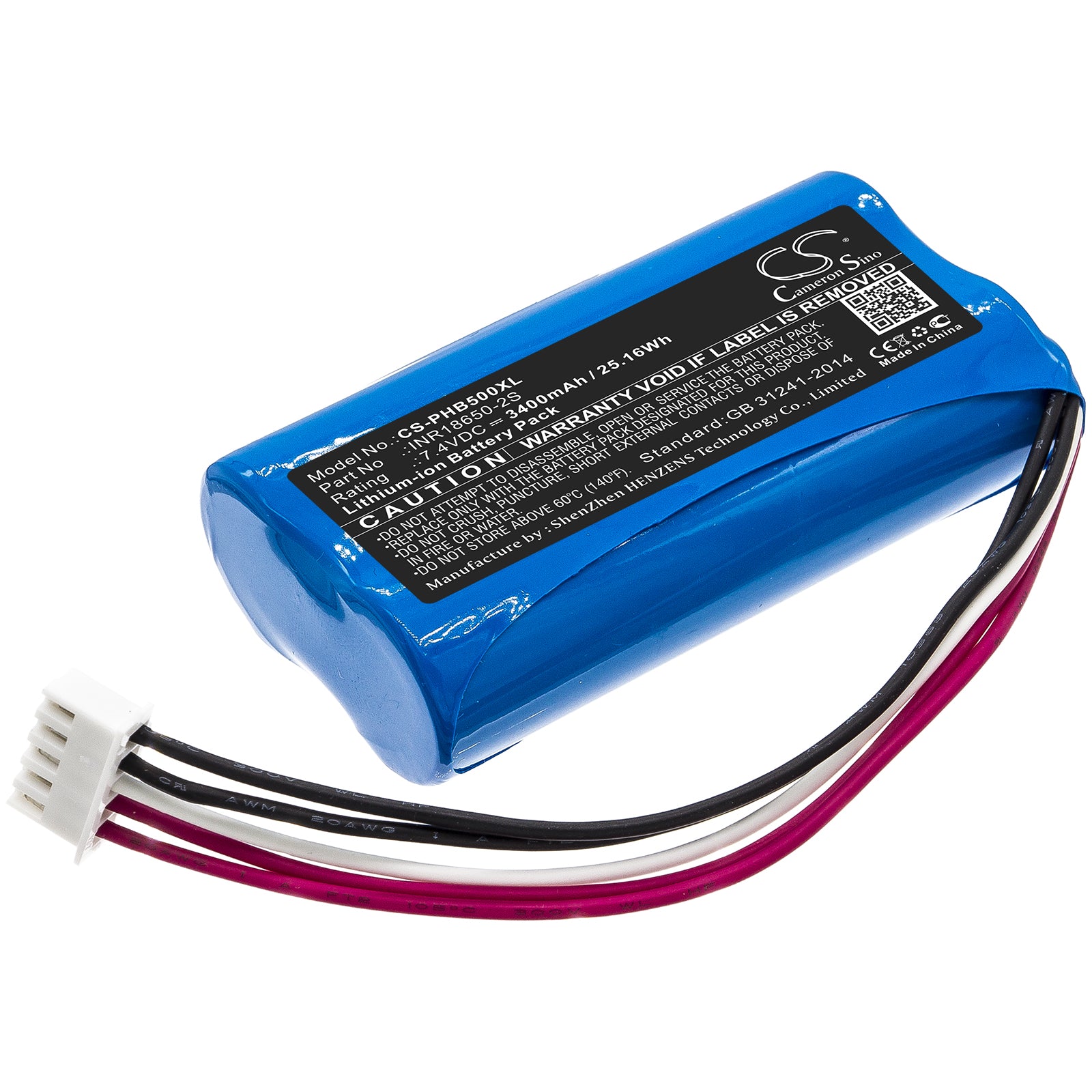 Li-ion Speaker Battery fits Philips, Inr18650-2s 7.4V, 3400mAh Speaker Cameron Sino Technology Limited