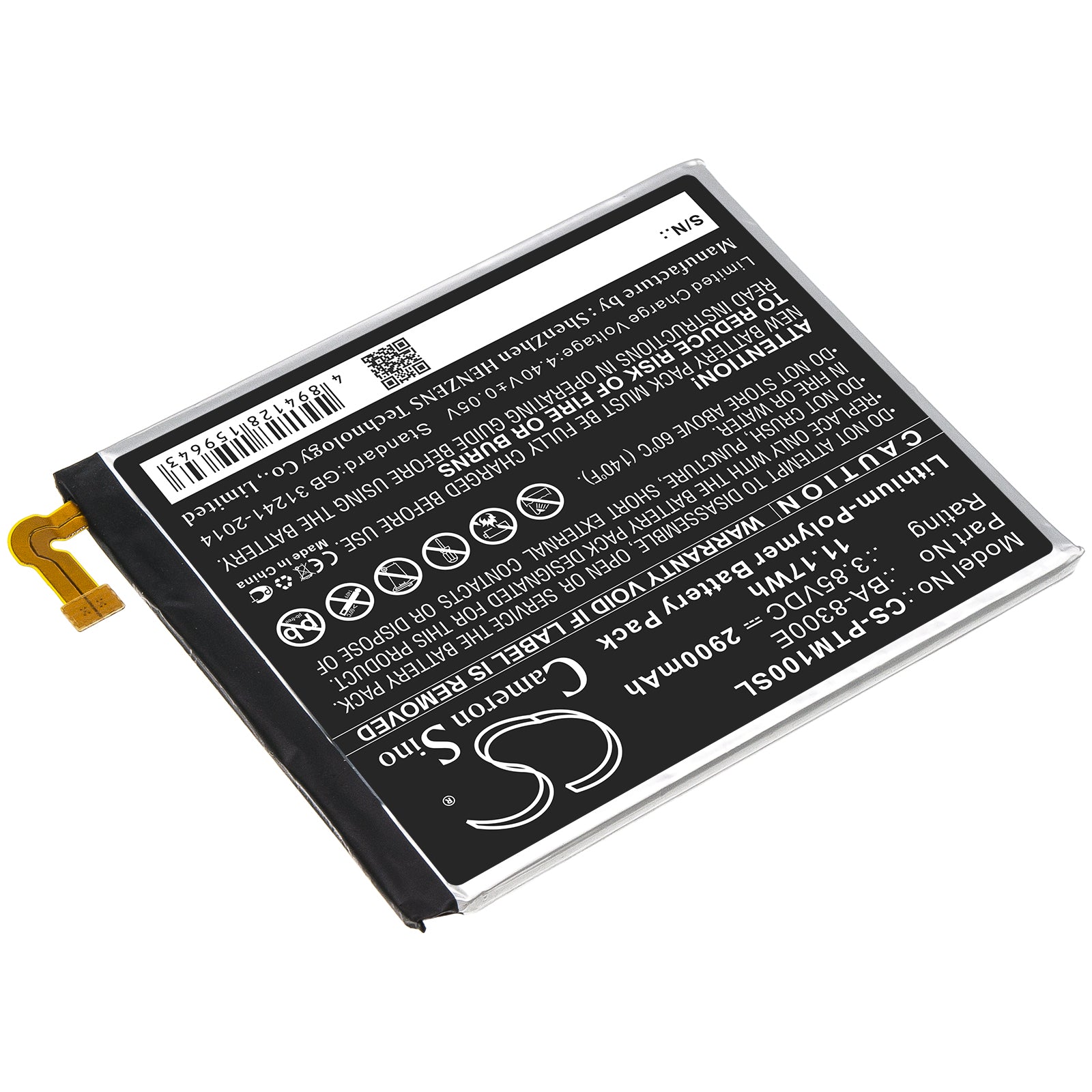 Li-Polymer Battery fits Pantech, Ba-8300e 3.85V, 2900mAh Mobile & SmartPhone Cameron Sino Technology Limited