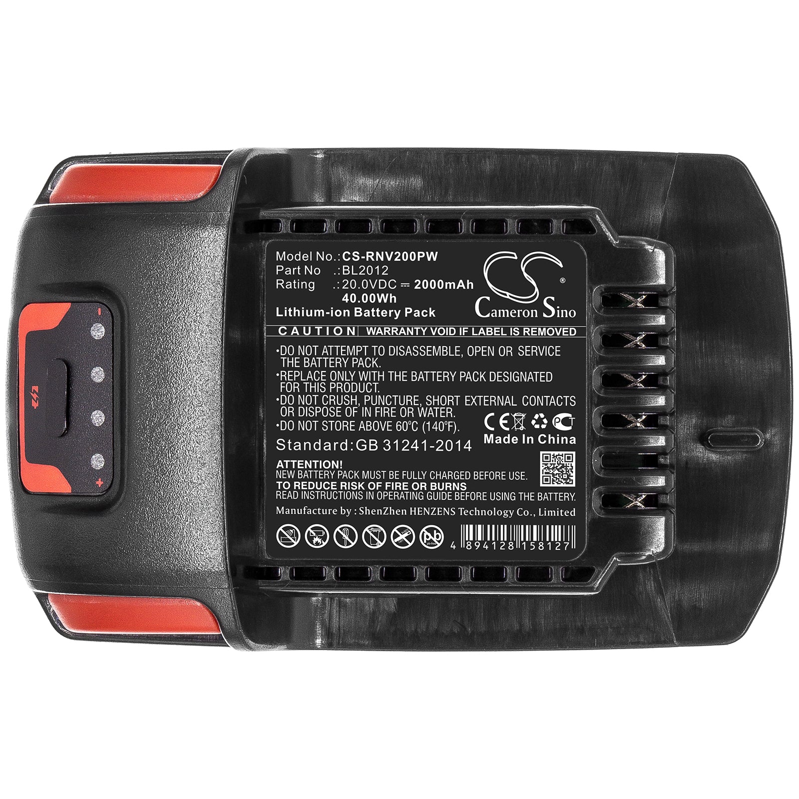 Li-ion Battery fits Ingersoll Rand, Bl2012 20.0V, 2000mAh Power Tools Cameron Sino Technology Limited