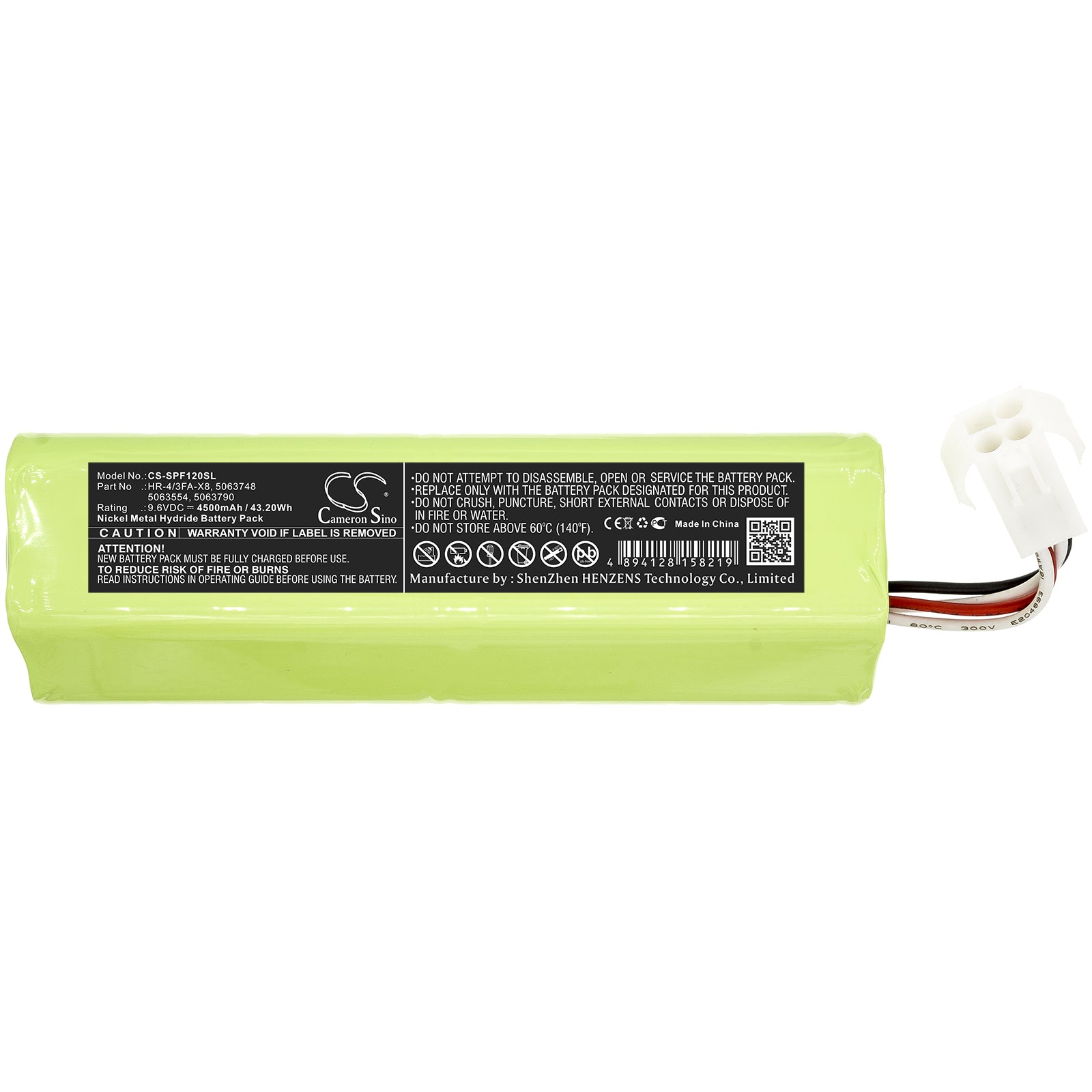 Ni-MH Battery fits Scott, 5063554, 5063748, 5063790, Hr-4/3fa-x8 9.6V, 4500mAh Equipment & Survey & Test Cameron Sino Technology Limited