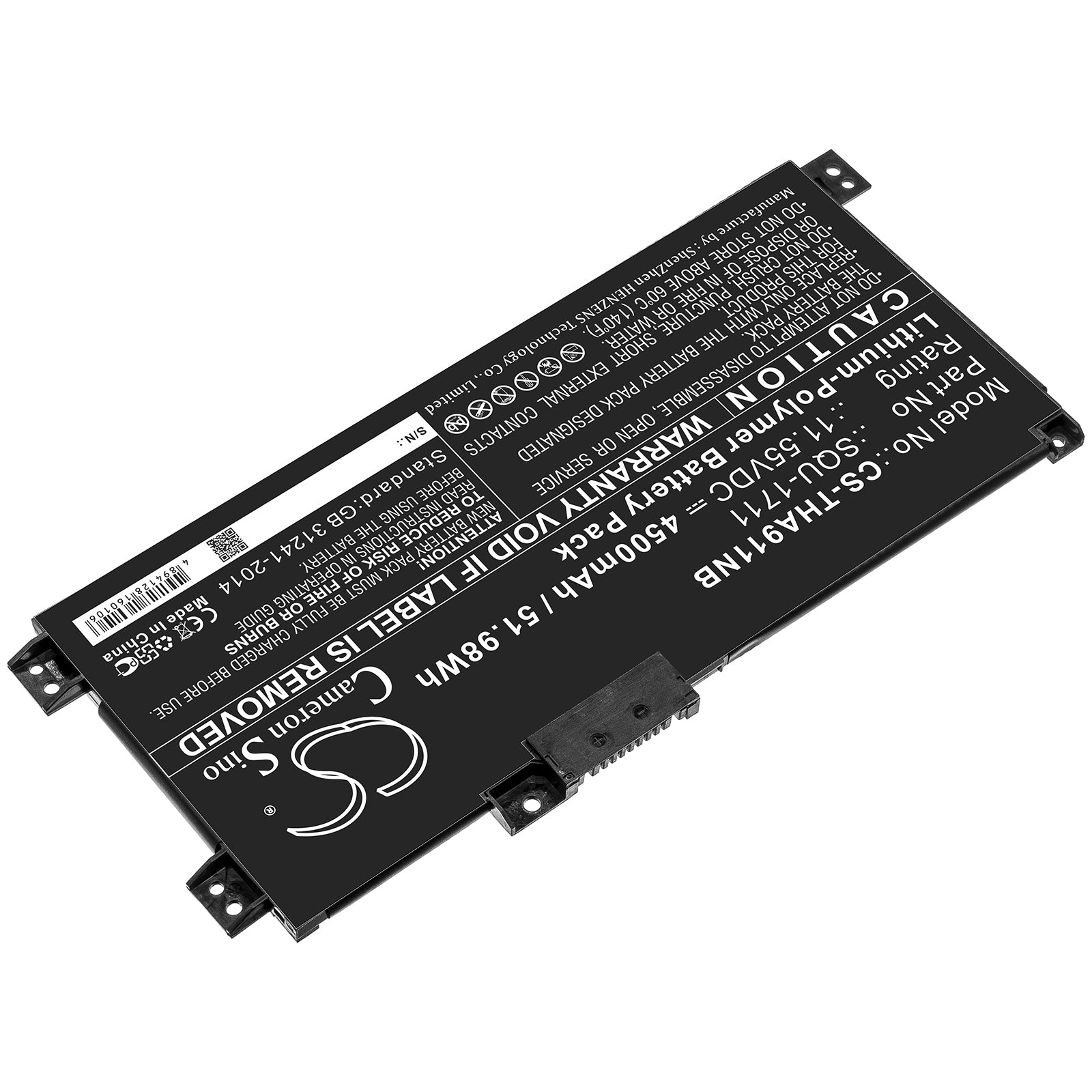 Li-Polymer Battery fits Thunderobot, Squ-1711 11.55V, 4500mAh Notebook & Laptop Cameron Sino Technology Limited