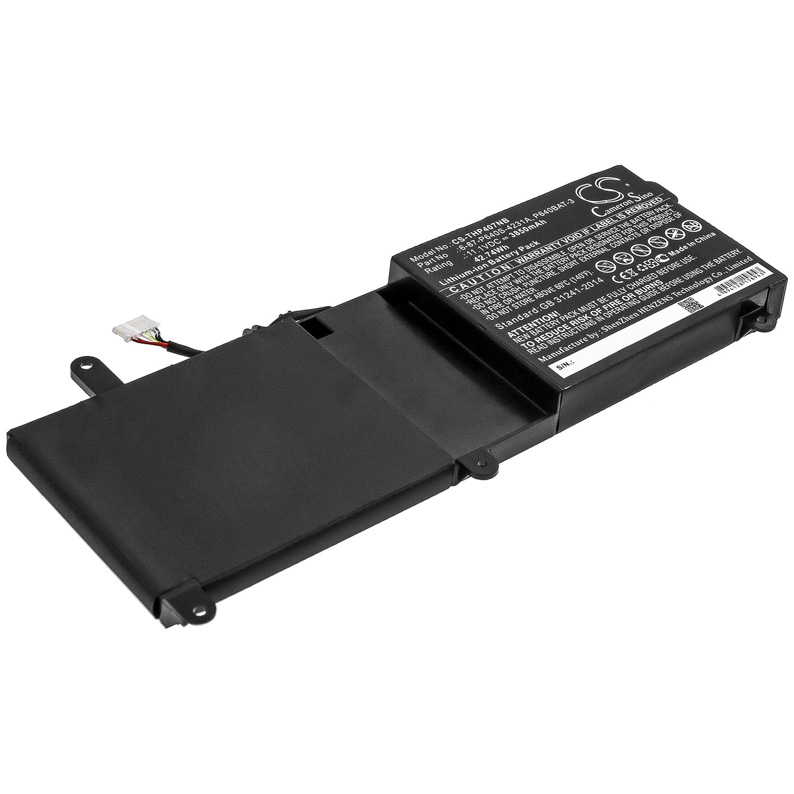 Li-ion Battery fits Thunderobot, 6-87-p640s-4231a, P640bat-3 11.1V, 3850mAh Notebook & Laptop Cameron Sino Technology Limited