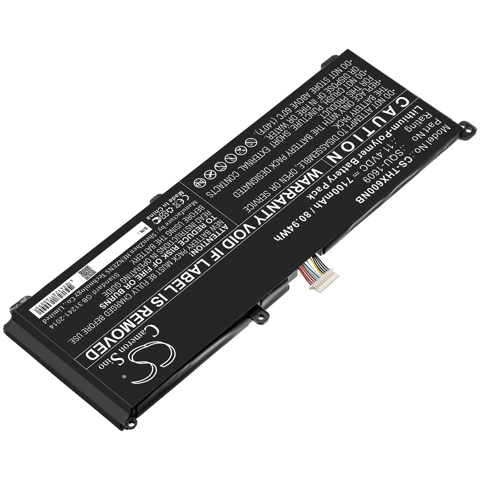 Li-Polymer Battery fits Schenker, Squ-1609, Thunderobot, Squ-1609 11.4V, 7100mAh Notebook & Laptop Cameron Sino Technology Limited