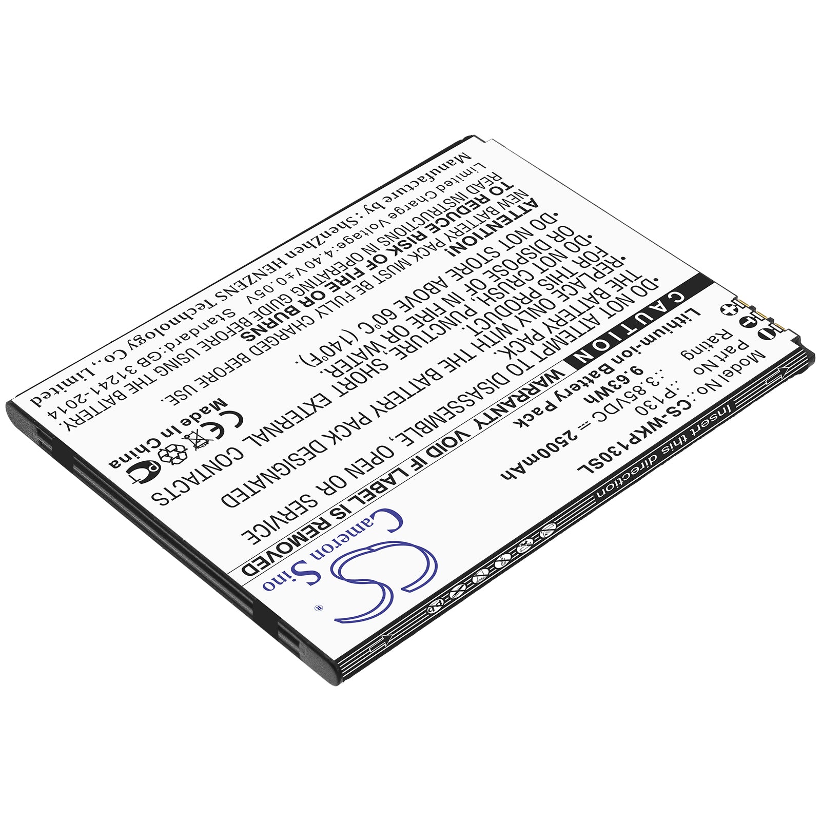 Li-ion Battery fits Wiko, P130 3.85V, 2500mAh Mobile & SmartPhone Cameron Sino Technology Limited