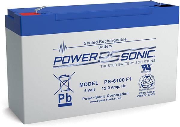Power Sonic PS-6100 General Purpose Vrla Battery Replaces 6V-12.00Ah Sealed Lead Acid Batteries Power Sonic