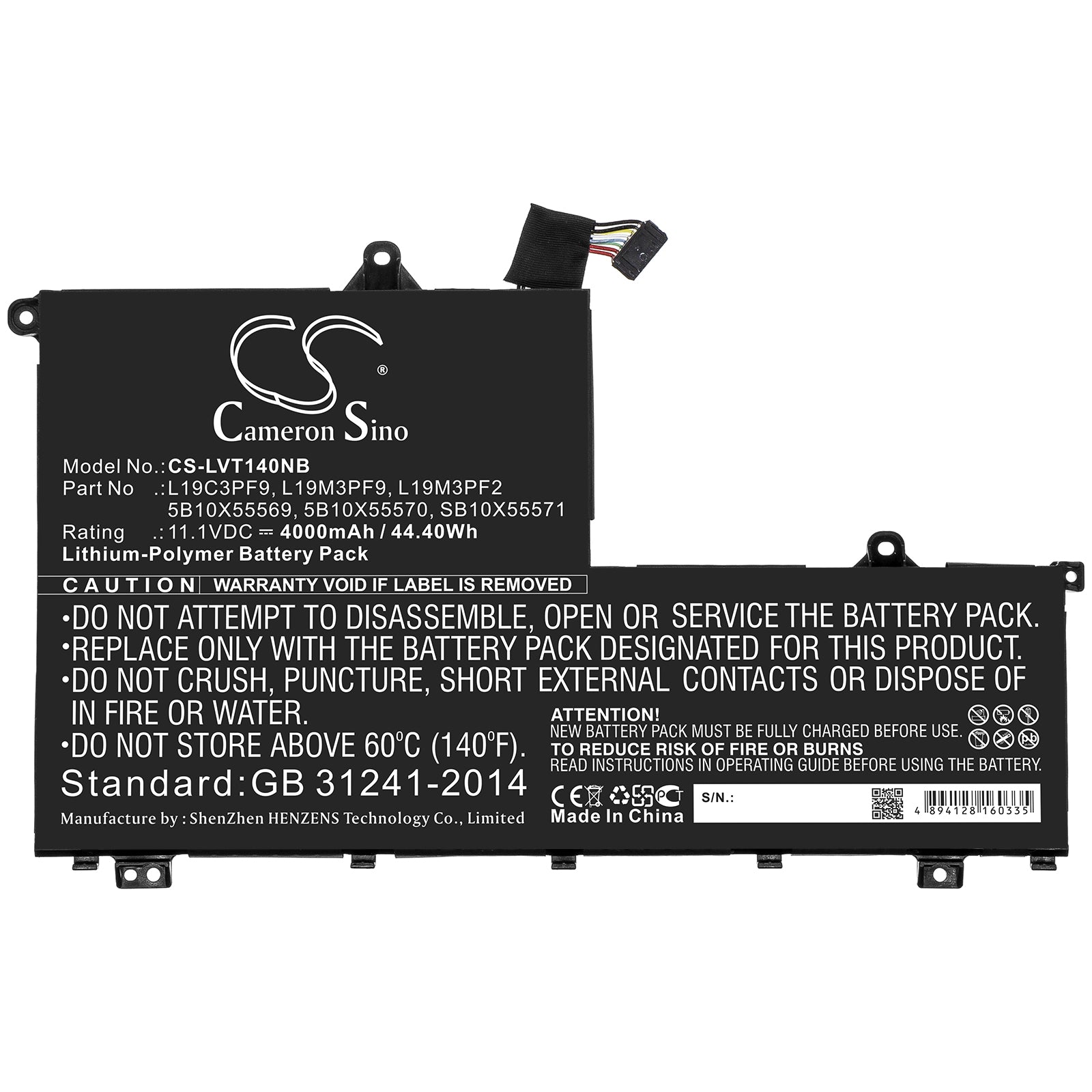 Li-ion Battery fits Lenovo, 5b10v25240, 5b10v25245, 5b10w67347, 5b10x55569, 5b10x55570, L19c3pf1, L19c3pf9, L19d3pf2, L19m3pf2, Notebook & Laptop Cameron Sino Technology Limited