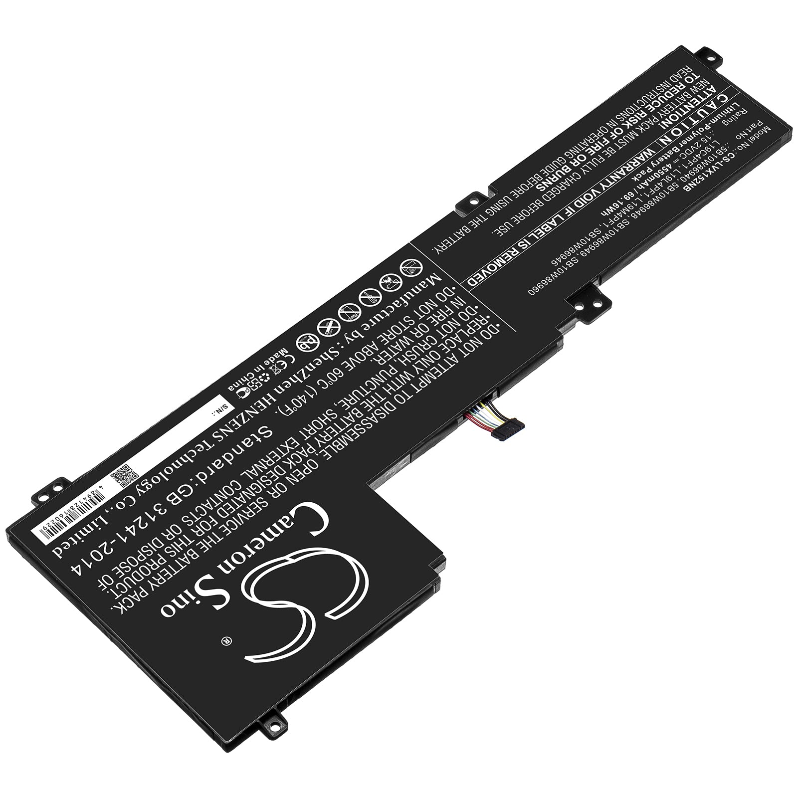 Li-ion Battery fits Lenovo, 5b10w86940, 5b10w86948, L19c4pf1, L19l4pf1, L19m4pf1, Sb10w86946, Sb10w86949, Sb10w86960 15.2V, 4550 Notebook & Laptop Cameron Sino Technology Limited