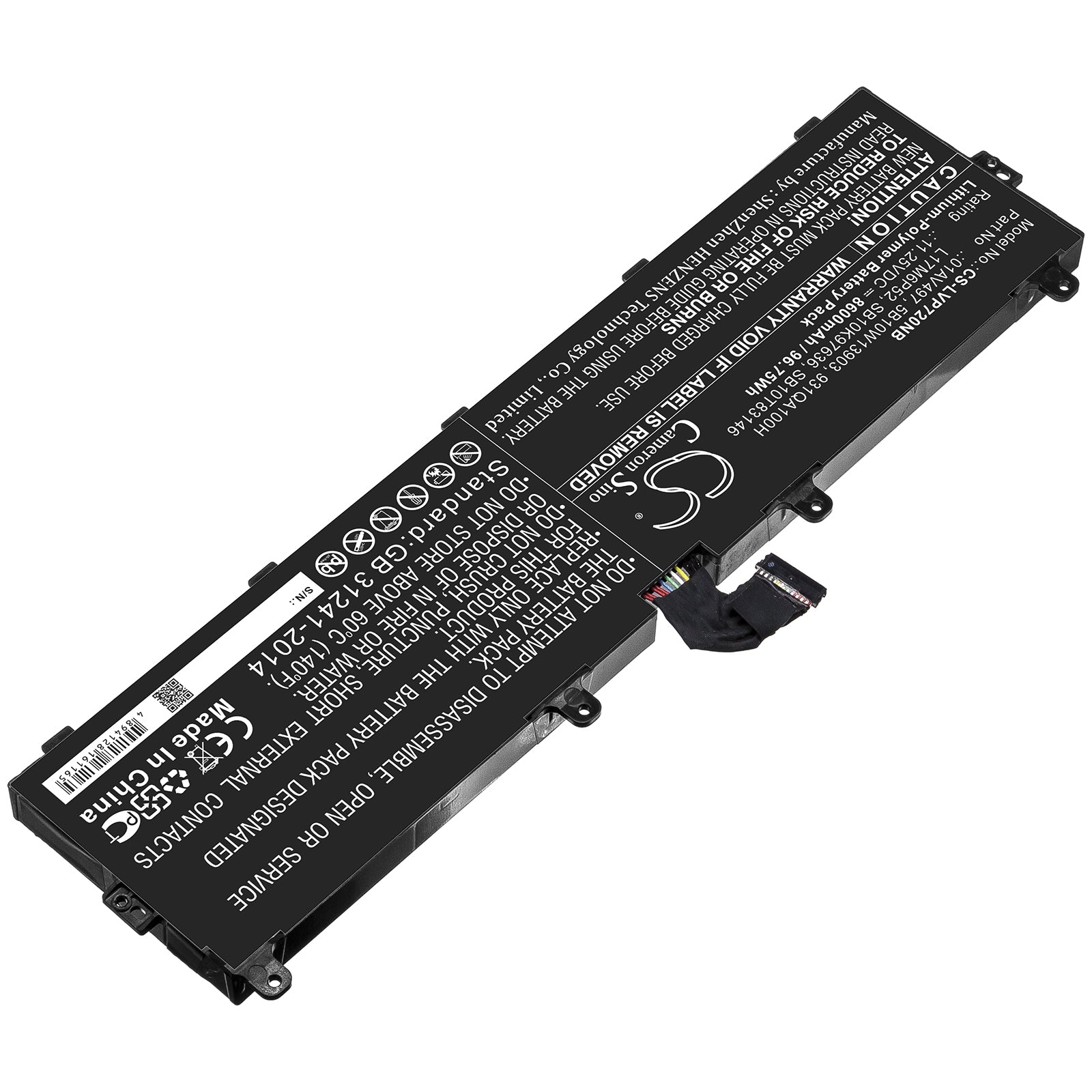 Li-ion Battery fits Lenovo, 01av497, 5b10w13903, 931qa100h, L17m6p52, Sb10k97636, Sb10t83146 11.25V, 8600mAh Notebook & Laptop Cameron Sino Technology Limited