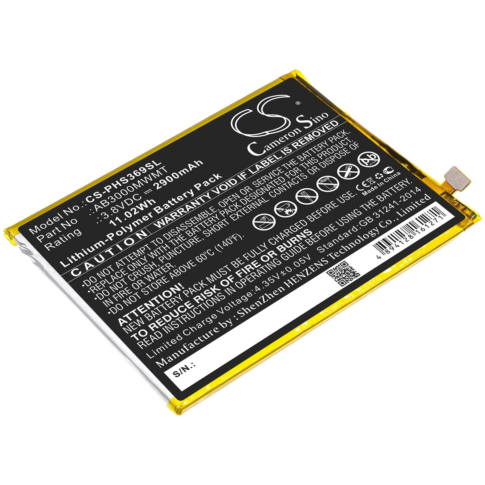 Li-Polymer Battery fits Philips, Ab3000mwmt 3.8V, 2900mAh Mobile & SmartPhone Cameron Sino Technology Limited