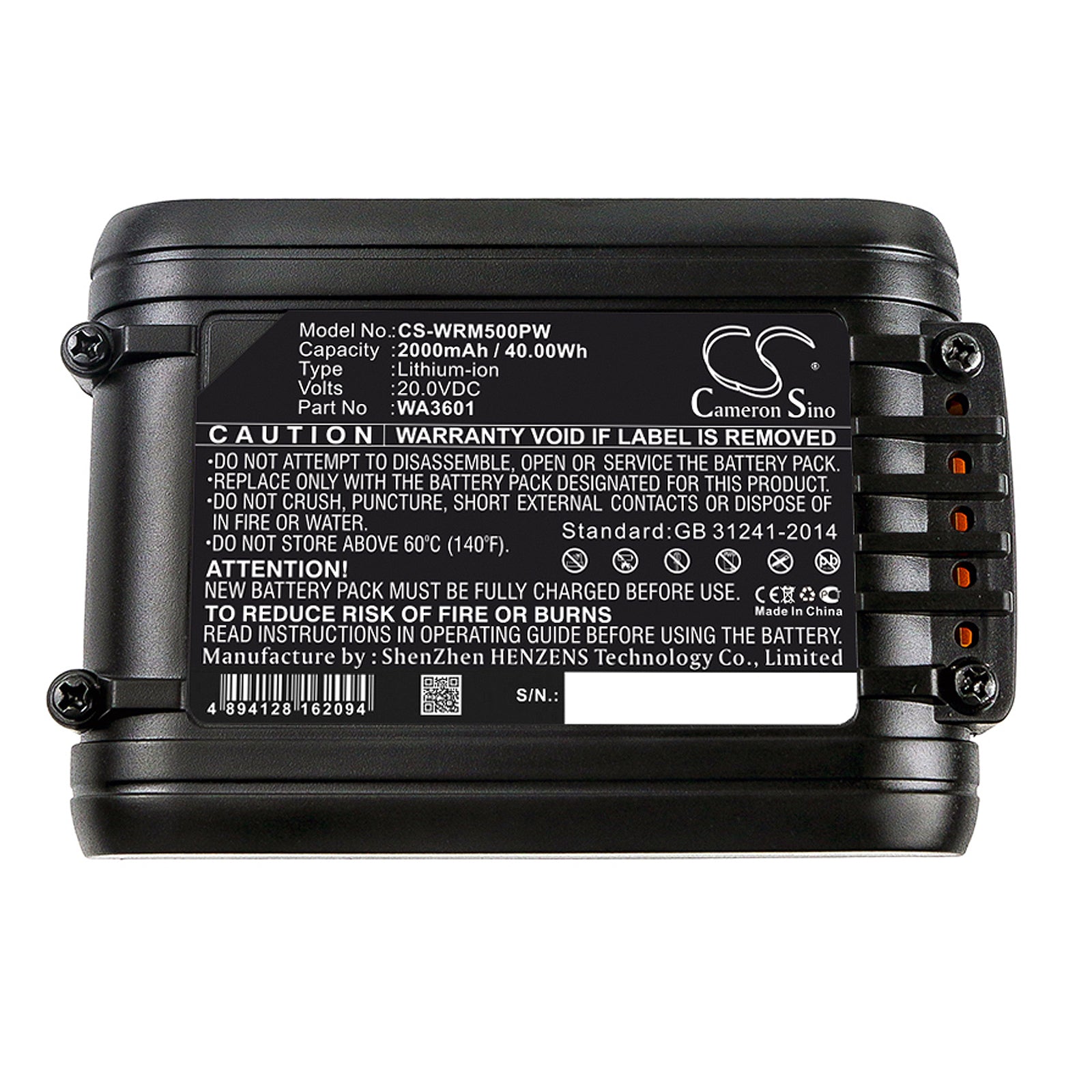 Li-ion Battery fits Worx, Landroid L1000, Landroid L1500 2019 20.0V, 2000mAh Lawn Mowers Cameron Sino Technology Limited