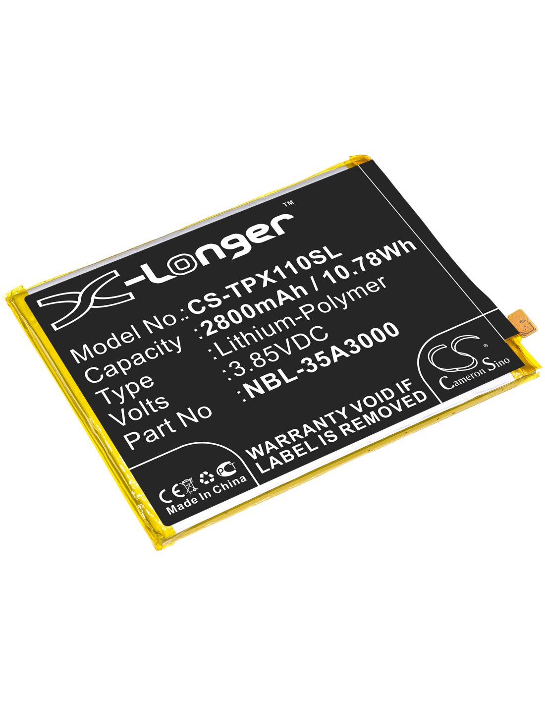 Li-Polymer Battery fits Neffos, Tp903a, X1 Max 3.85V, 2800mAh Mobile & SmartPhone Cameron Sino Technology Limited