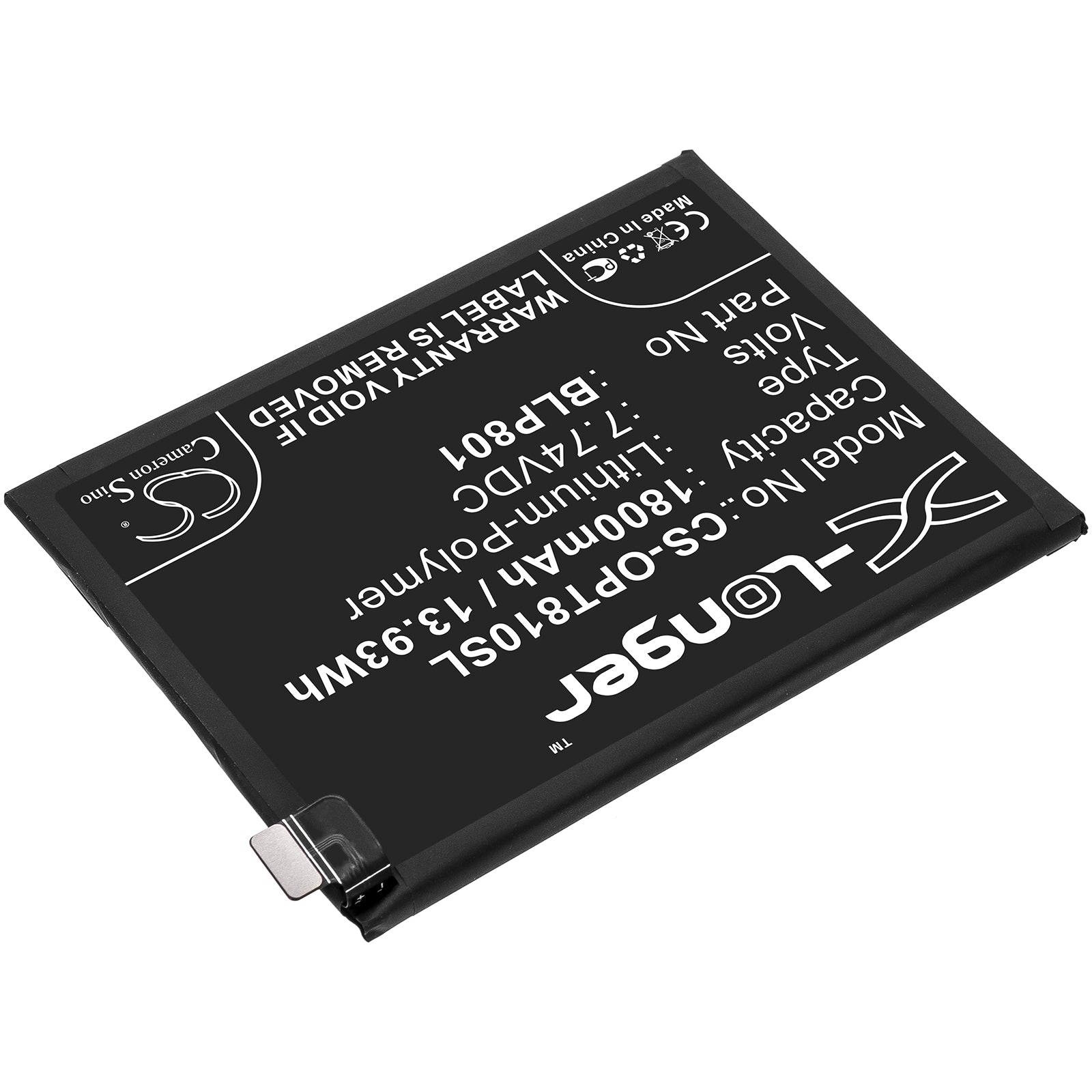 Li-Polymer Battery fits Oneplus, 8t+ 5g, Kb2003 7.74V, 1800mAh Mobile & SmartPhone Cameron Sino Technology Limited